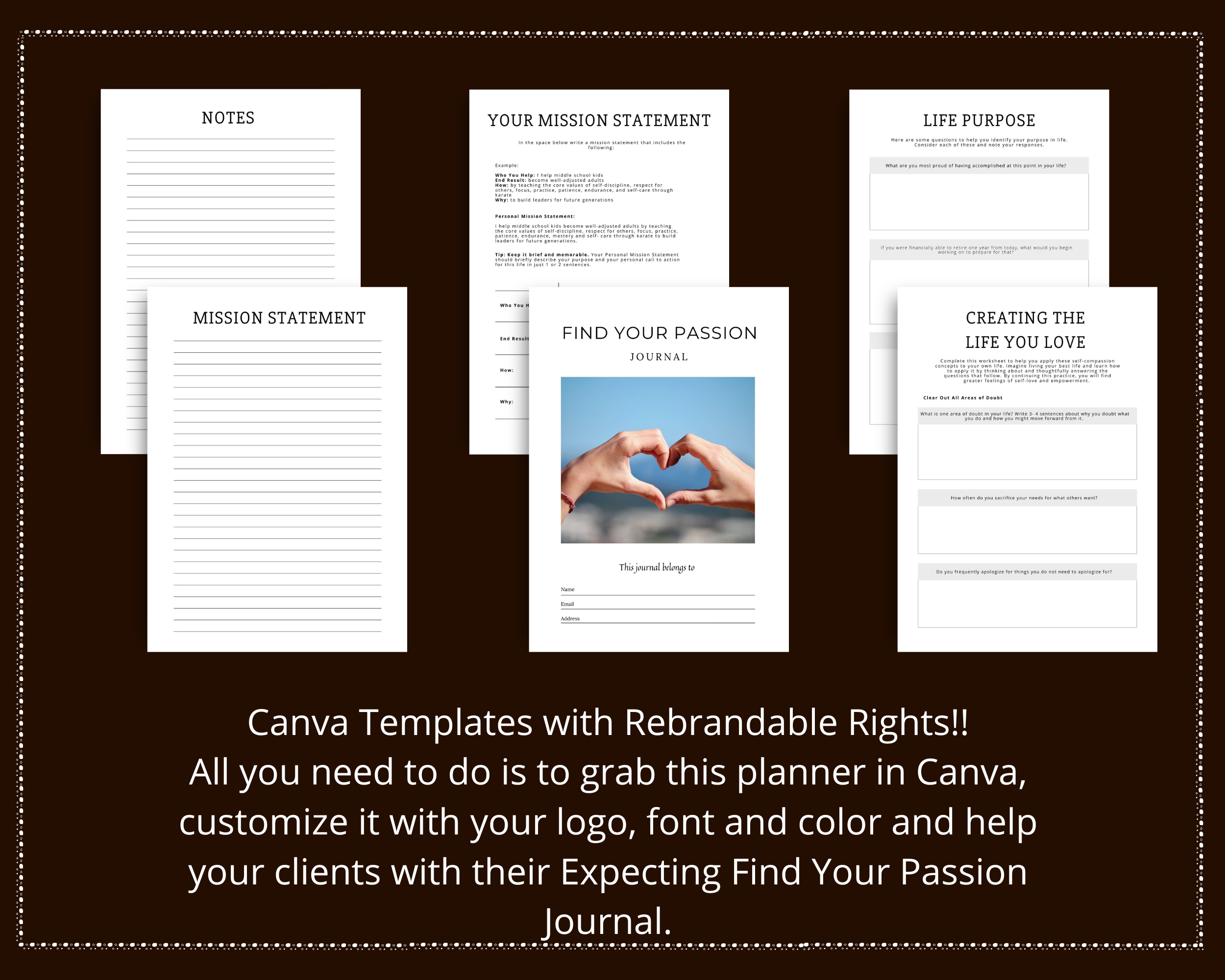 Editable Find Your Passion Journal in Canva | Commercial Use