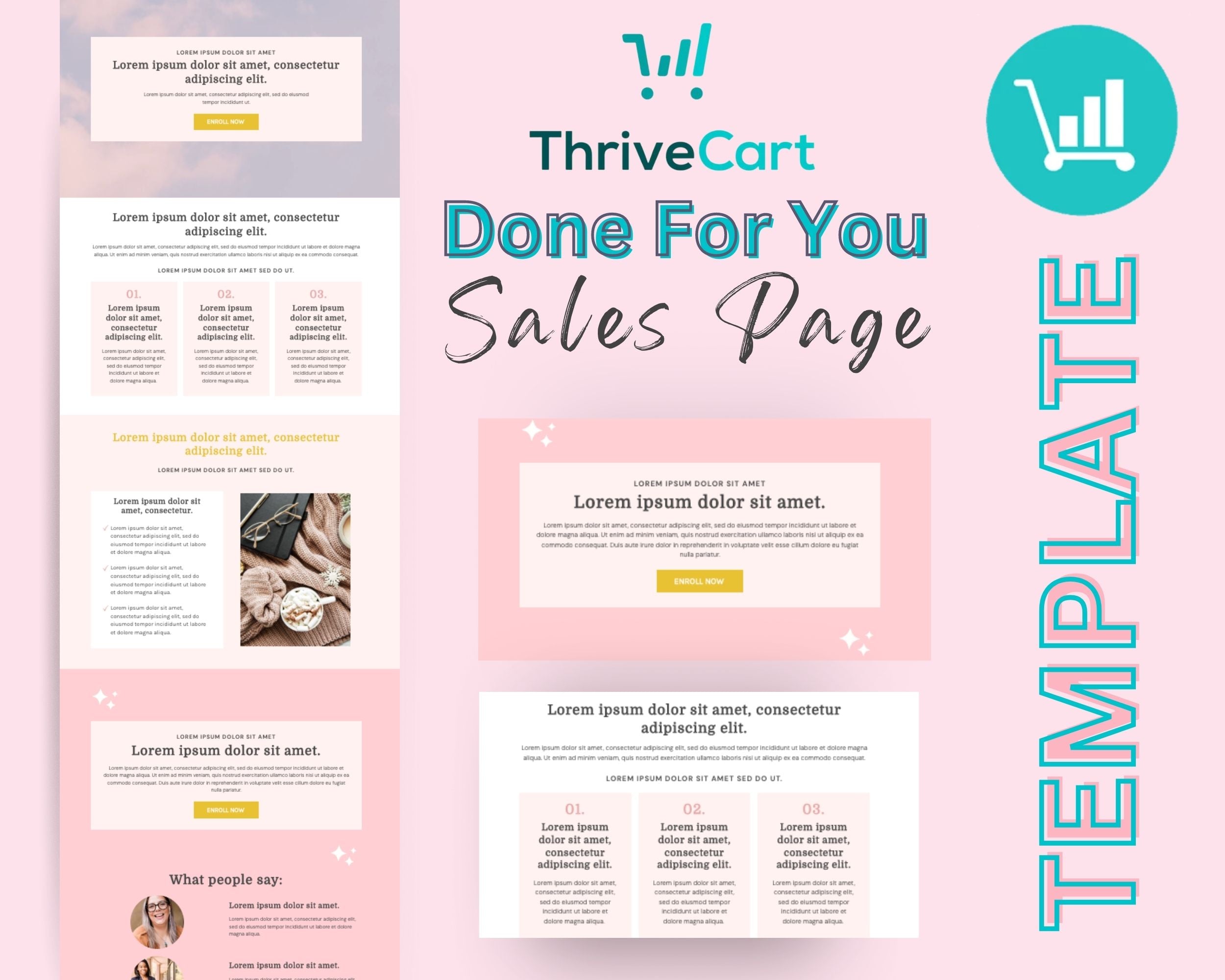 Pink and Gold Sales Page Template in ThriveCart