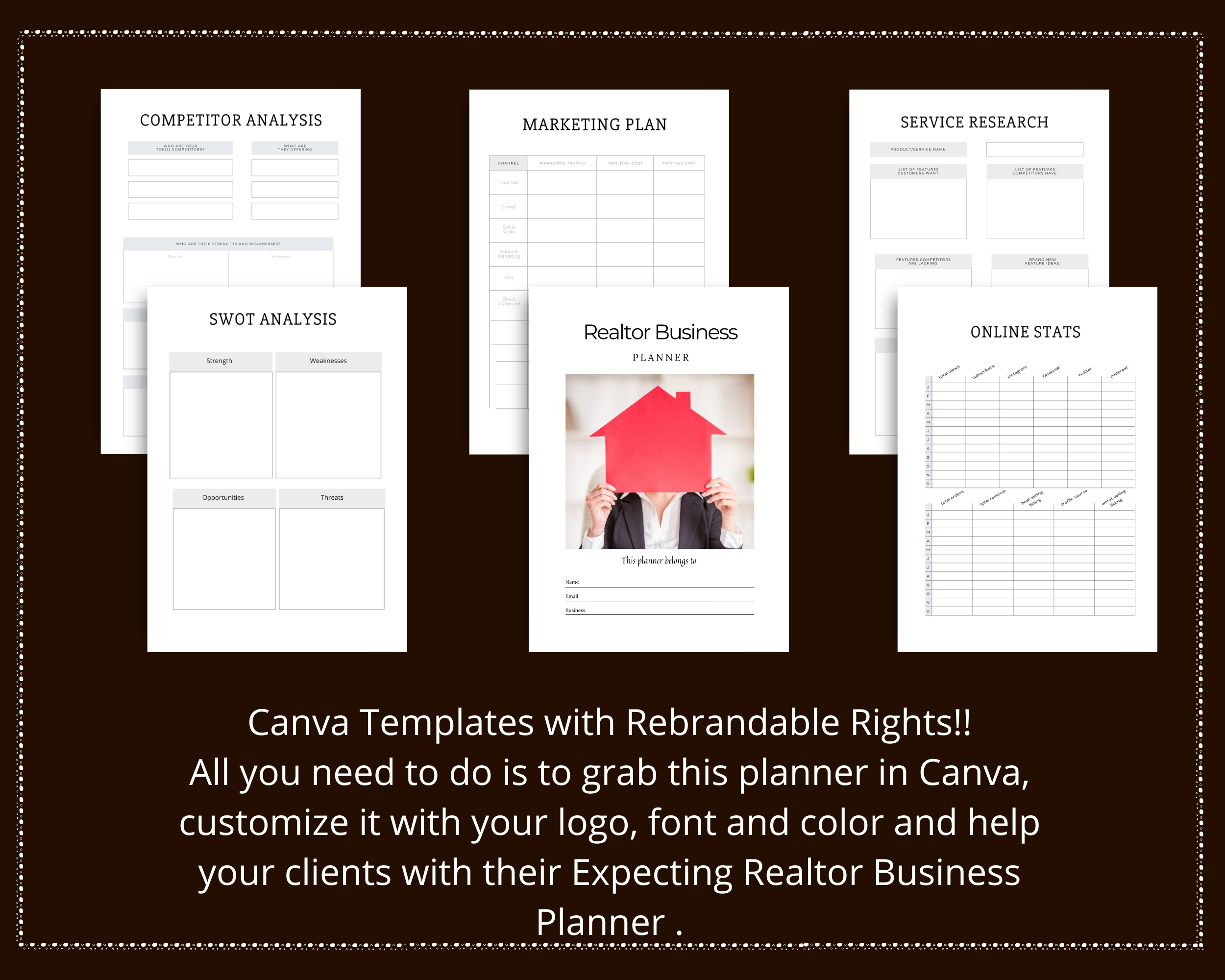 Editable Realtor Business Planner in Canva | Commercial Use