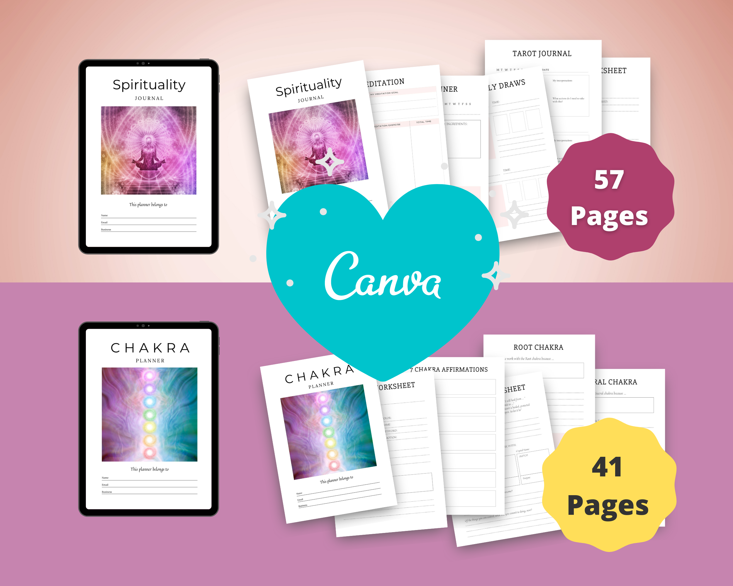 BUNDLE of 11 Spiritual Planners in Canva | Customizable | Editable | Commercial Use | Spiritual Templates