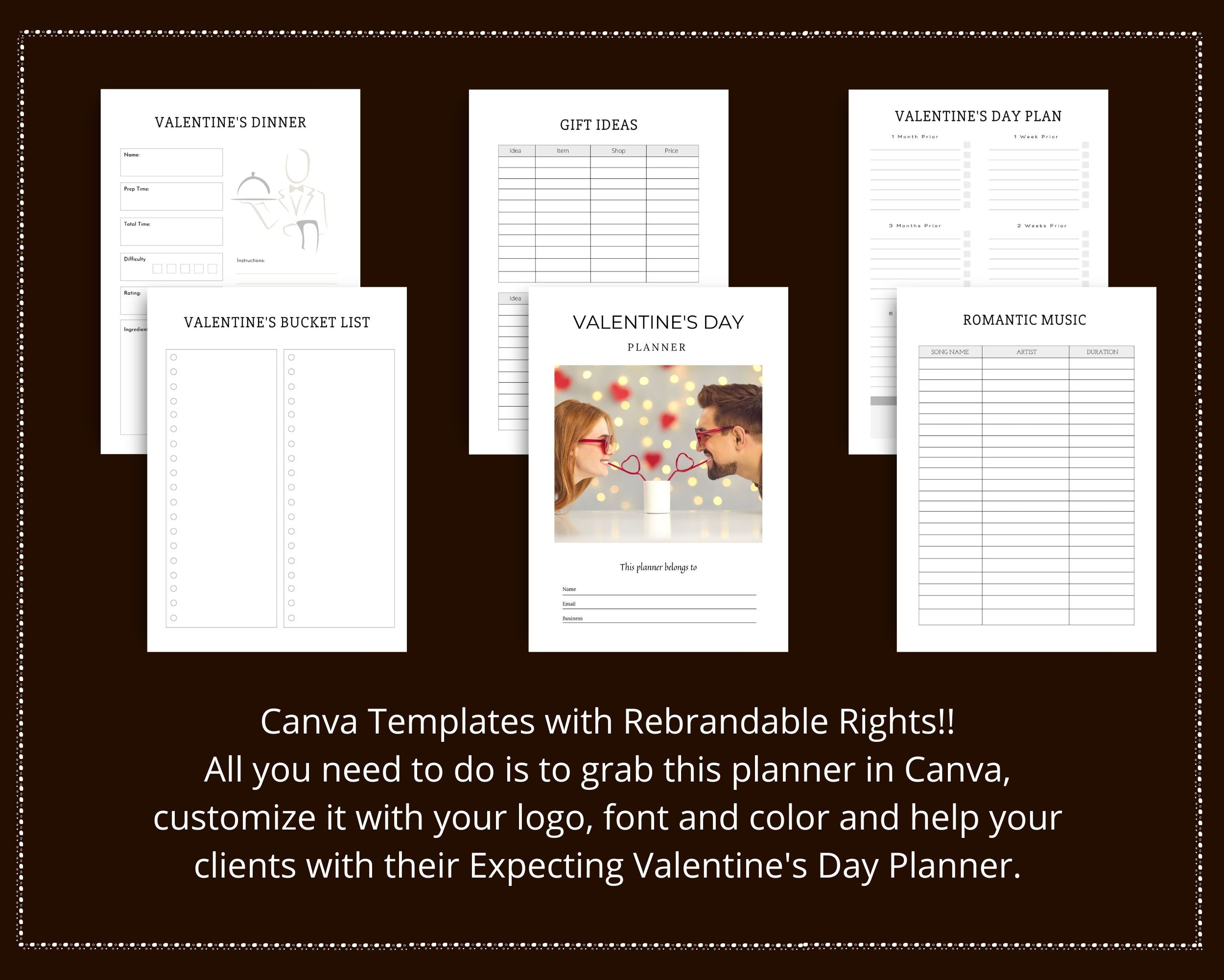 Editable Valentine's Day Planner in Canva | Canva Template Pack | Valentine's Day Planner Canva | Commercial Use