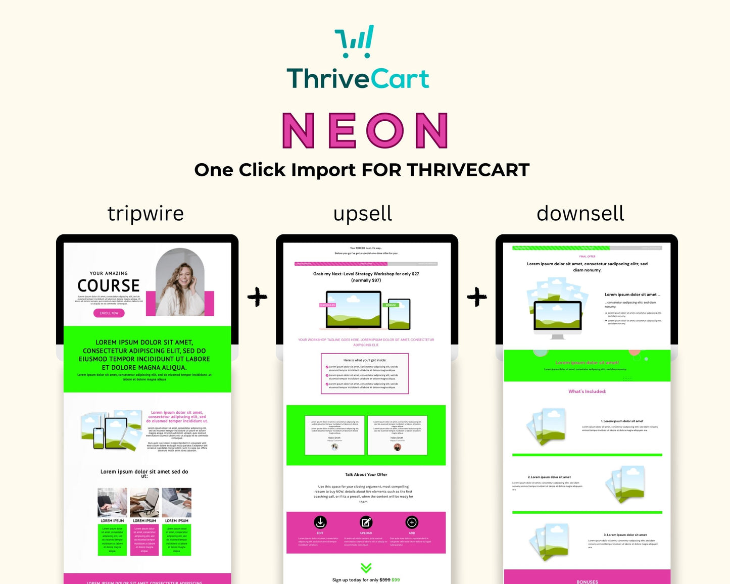 Neon ThriveCart 4-Page Sales Funnel Template