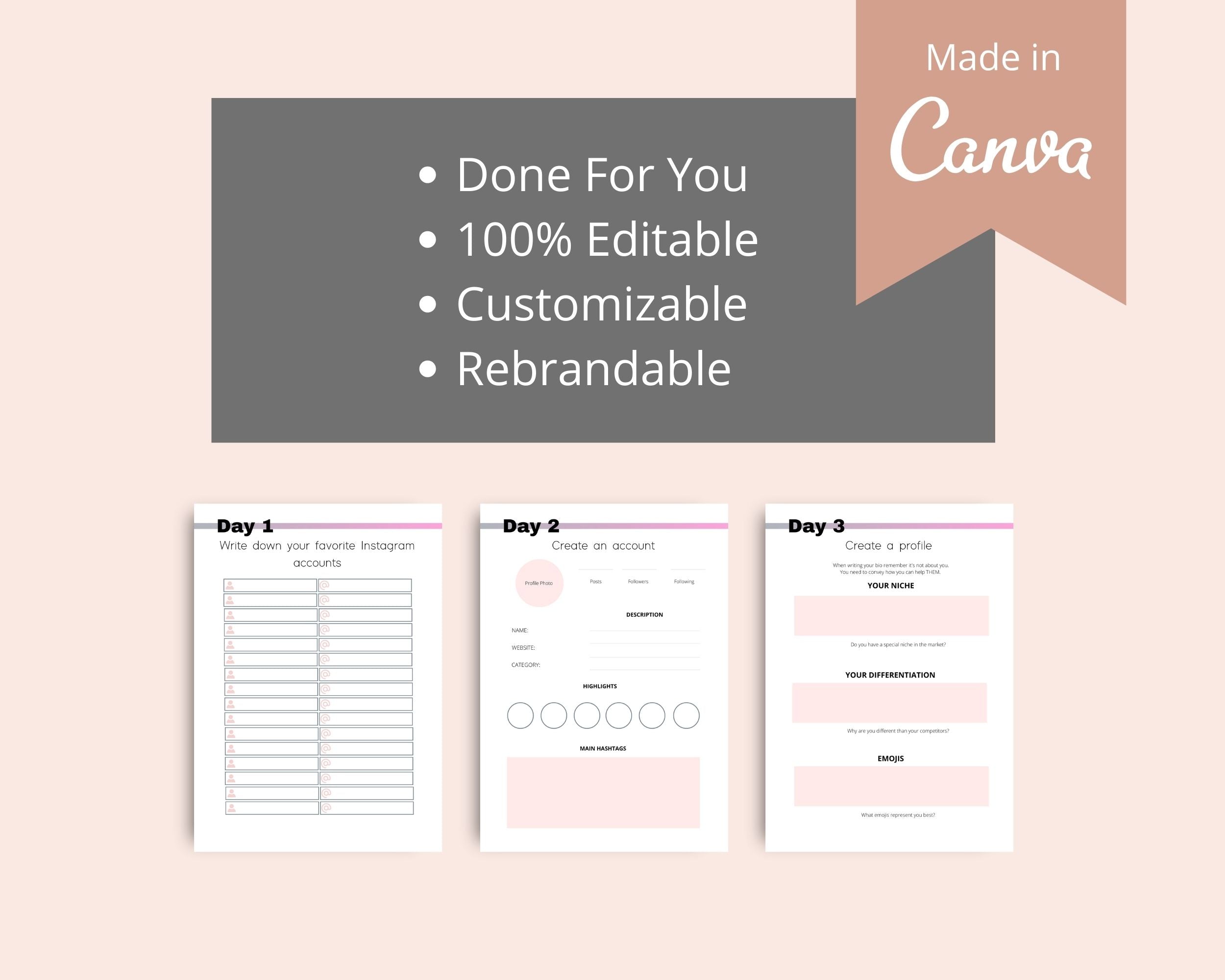 21-Day Instagram Challenge | Editable Canva Template A4 Size