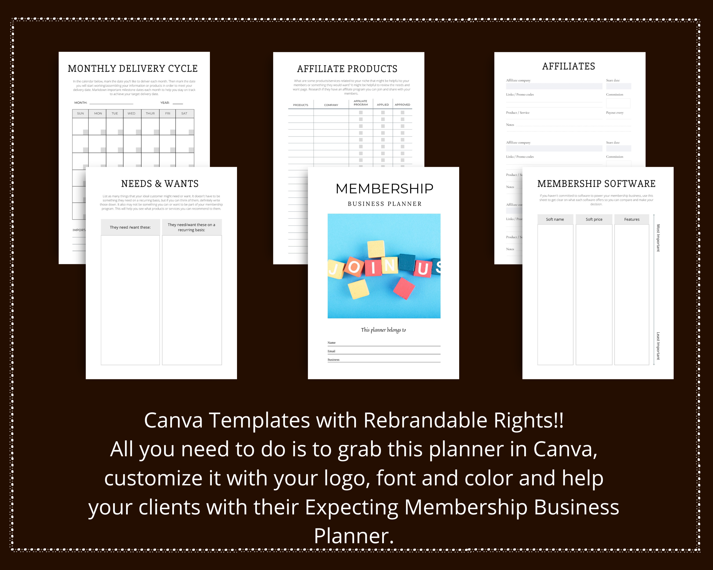 Editable Membership Business Planner in Canva | Commercial Use