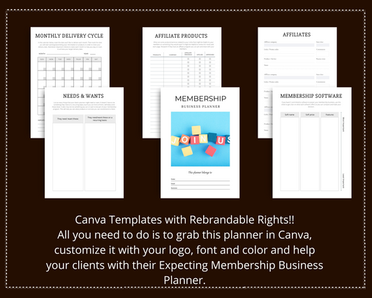 Editable Membership Business Planner in Canva | Commercial Use