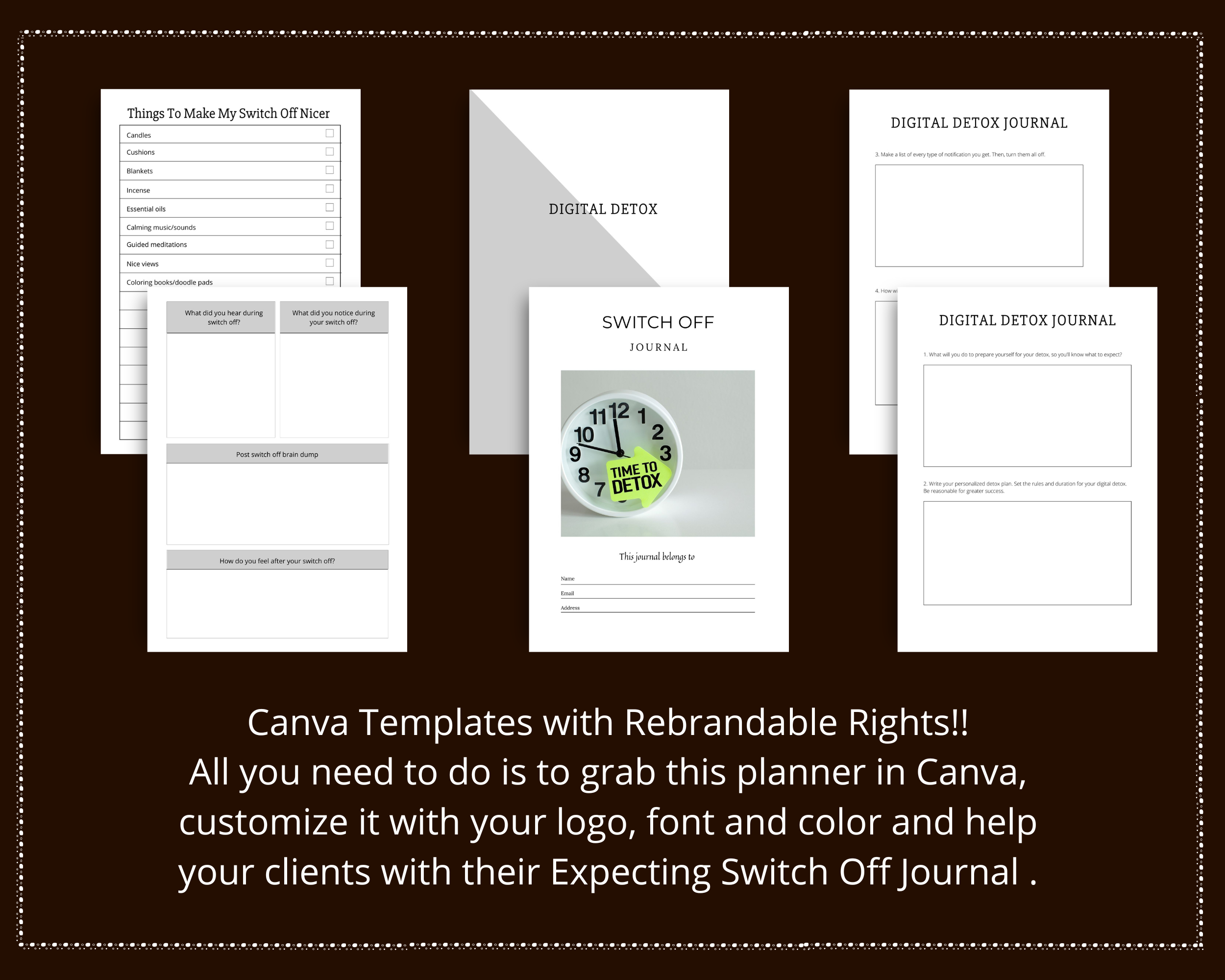 Editable Switch Off Planner Templates in Canva | Commercial Use