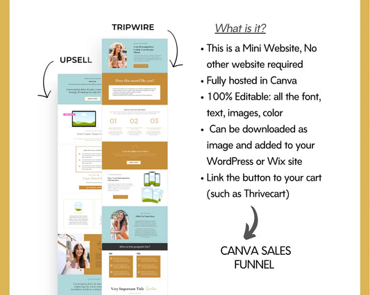 Green and Gold 2-Step Tripwire Sales Funnel in Canva