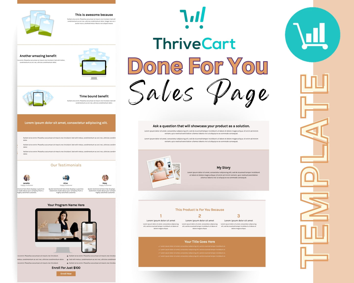 Boho Sales Page Template in ThriveCart