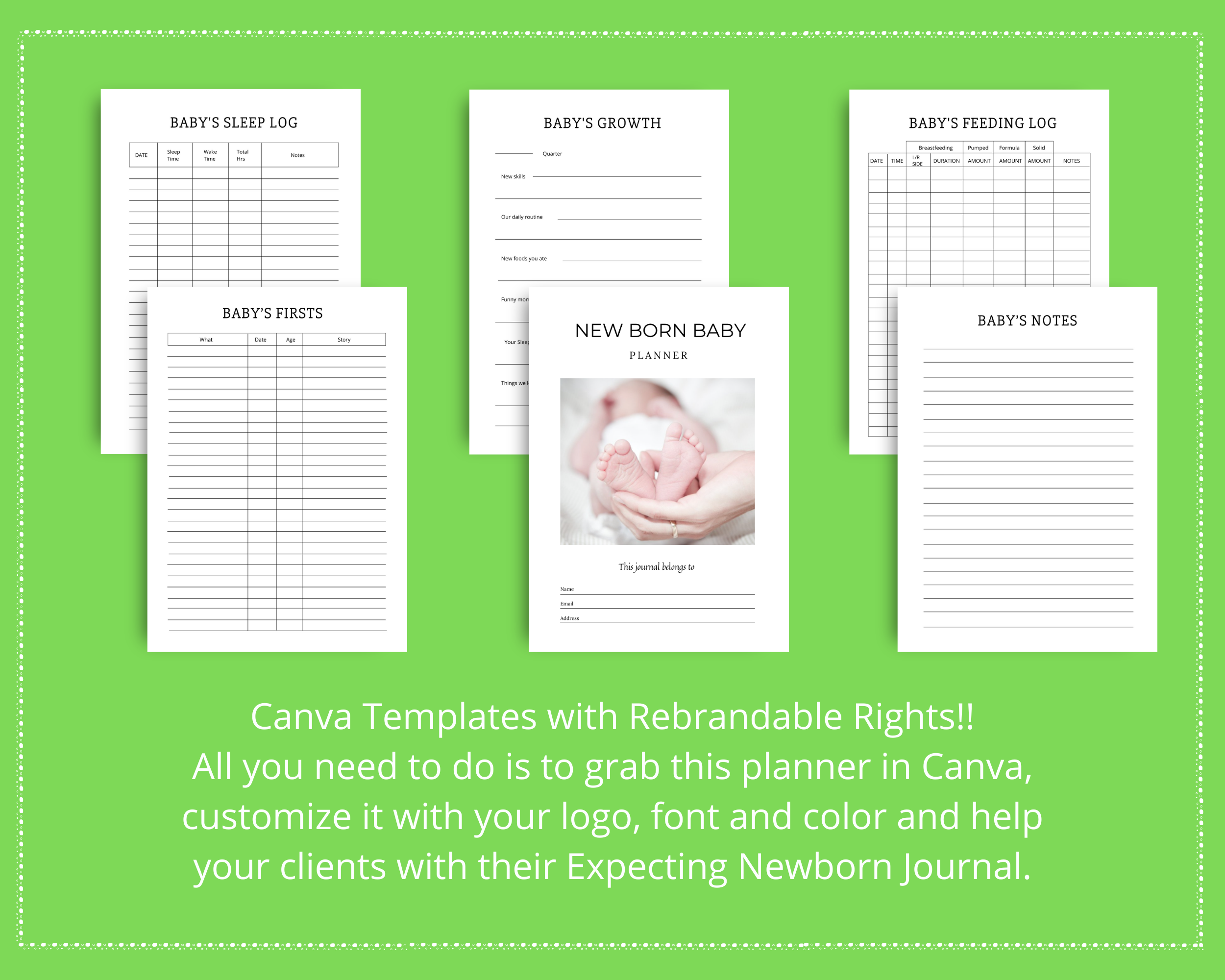 Editable New Born Baby Planner Templates in Canva | Commercial Use