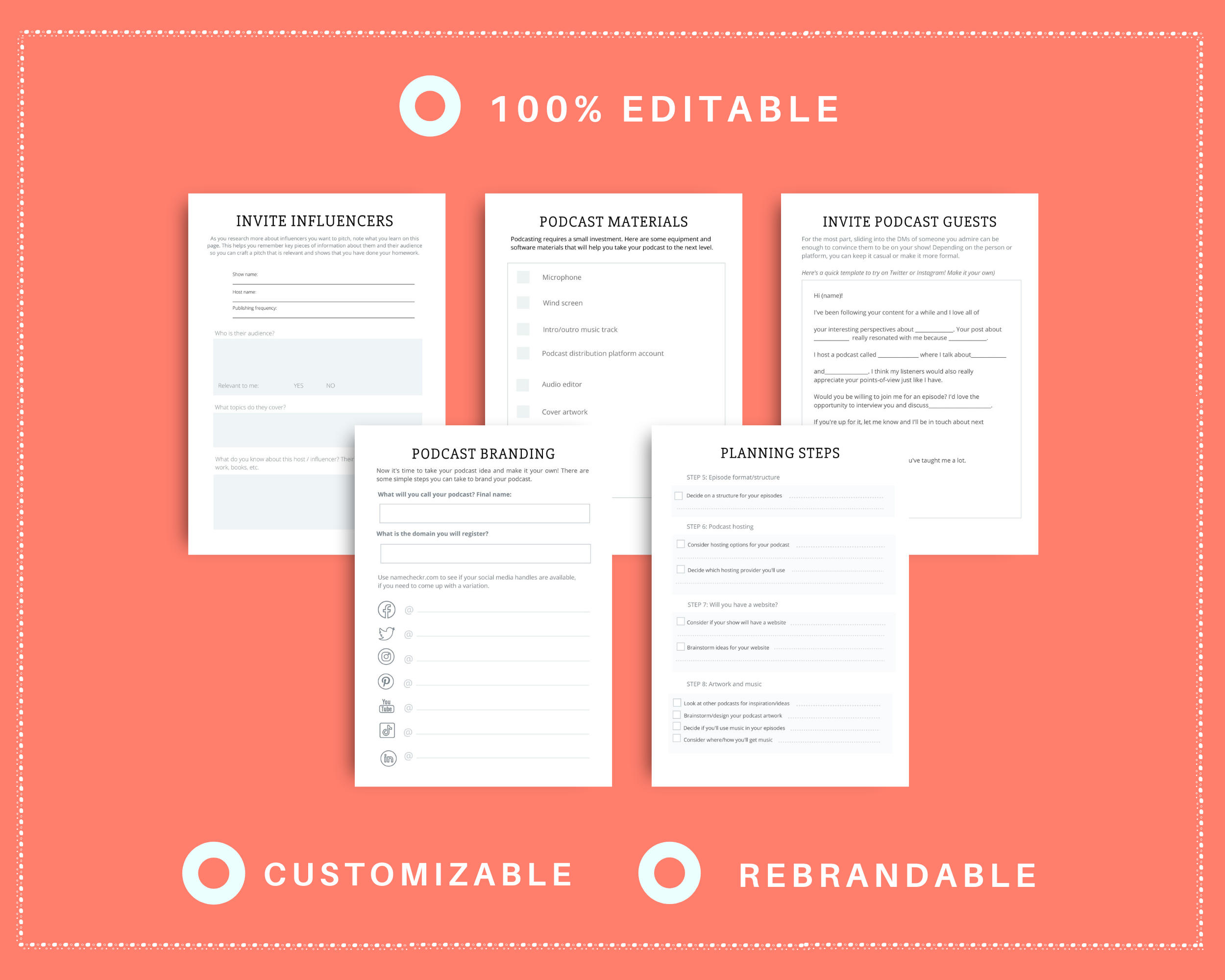 Editable Podcast Planner in Canva | Commercial Use