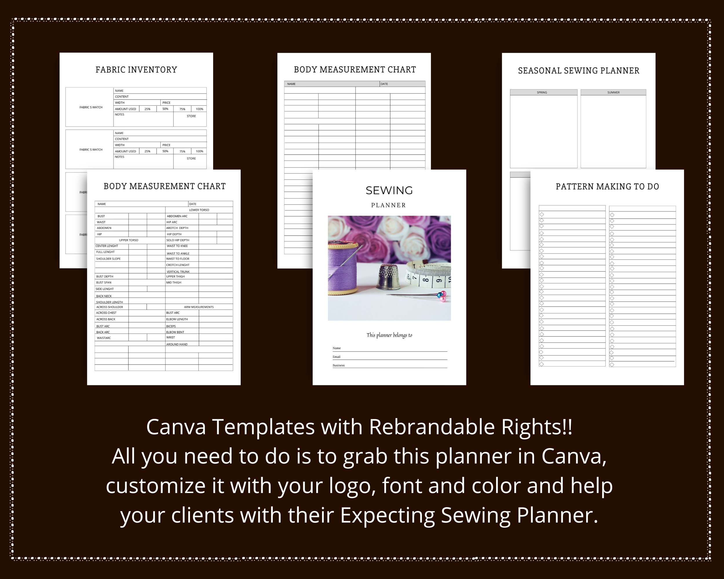 Editable Sewing Planner in Canva | Canva Template Pack | Sewing Business Planner Canva | Commercial Use