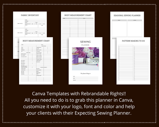 Editable Sewing Planner in Canva | Canva Template Pack | Sewing Business Planner Canva | Commercial Use