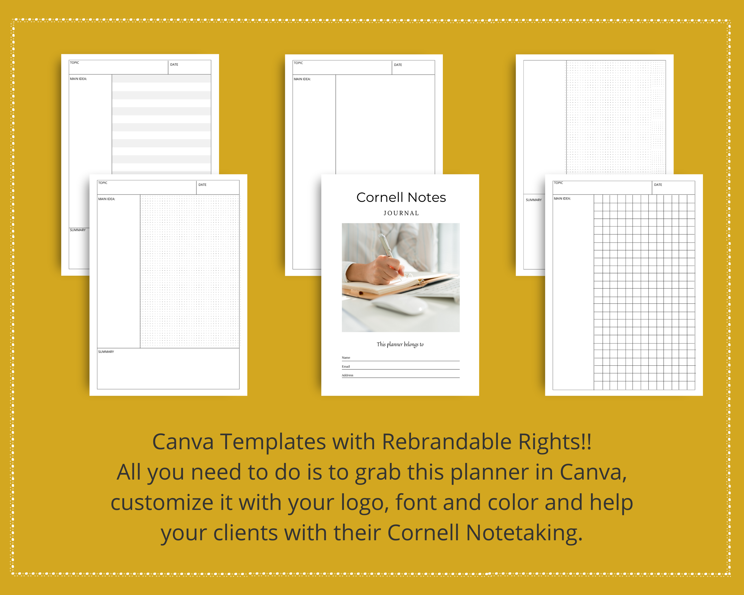 Editable Cornell Notes in Canva | Commercial Use