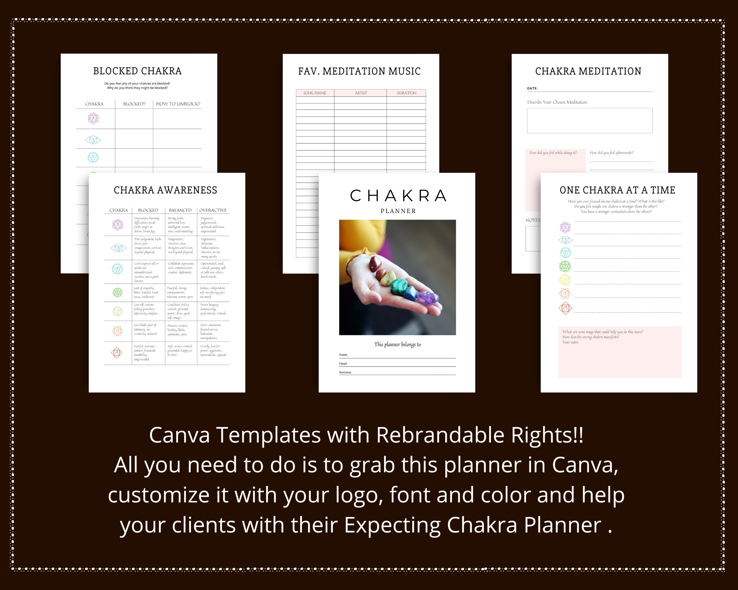 Editable Chakra Planner in Canva | Commercial Use