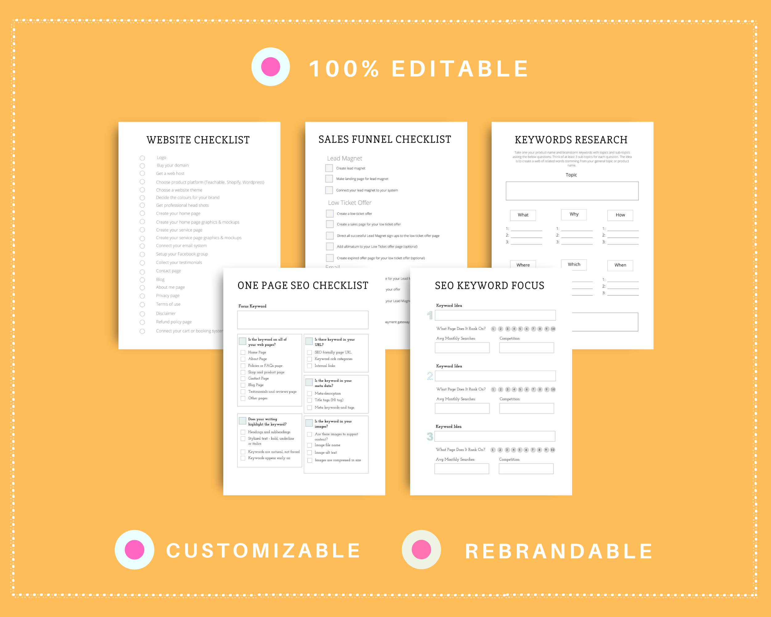 Editable Website Planner Templates in Canva | Commercial Use