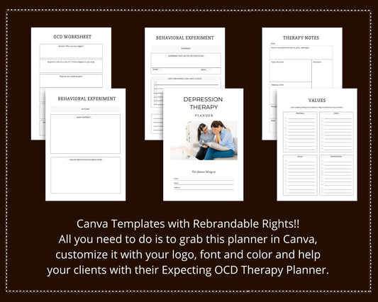 Editable OCD Therapy Planner in Canva | Commercial Use