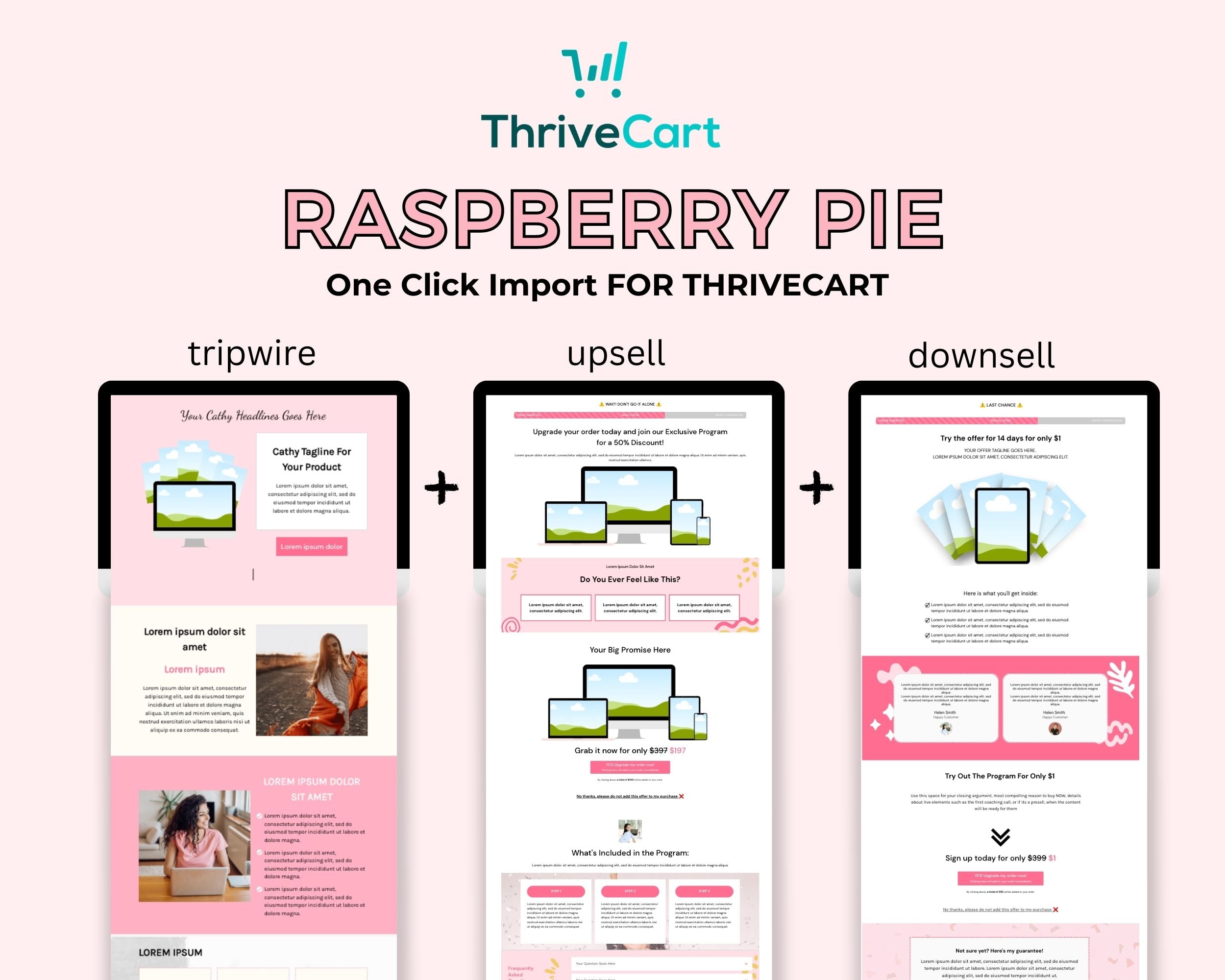 Raspberry Pie ThriveCart 4-Page Sales Funnel Template