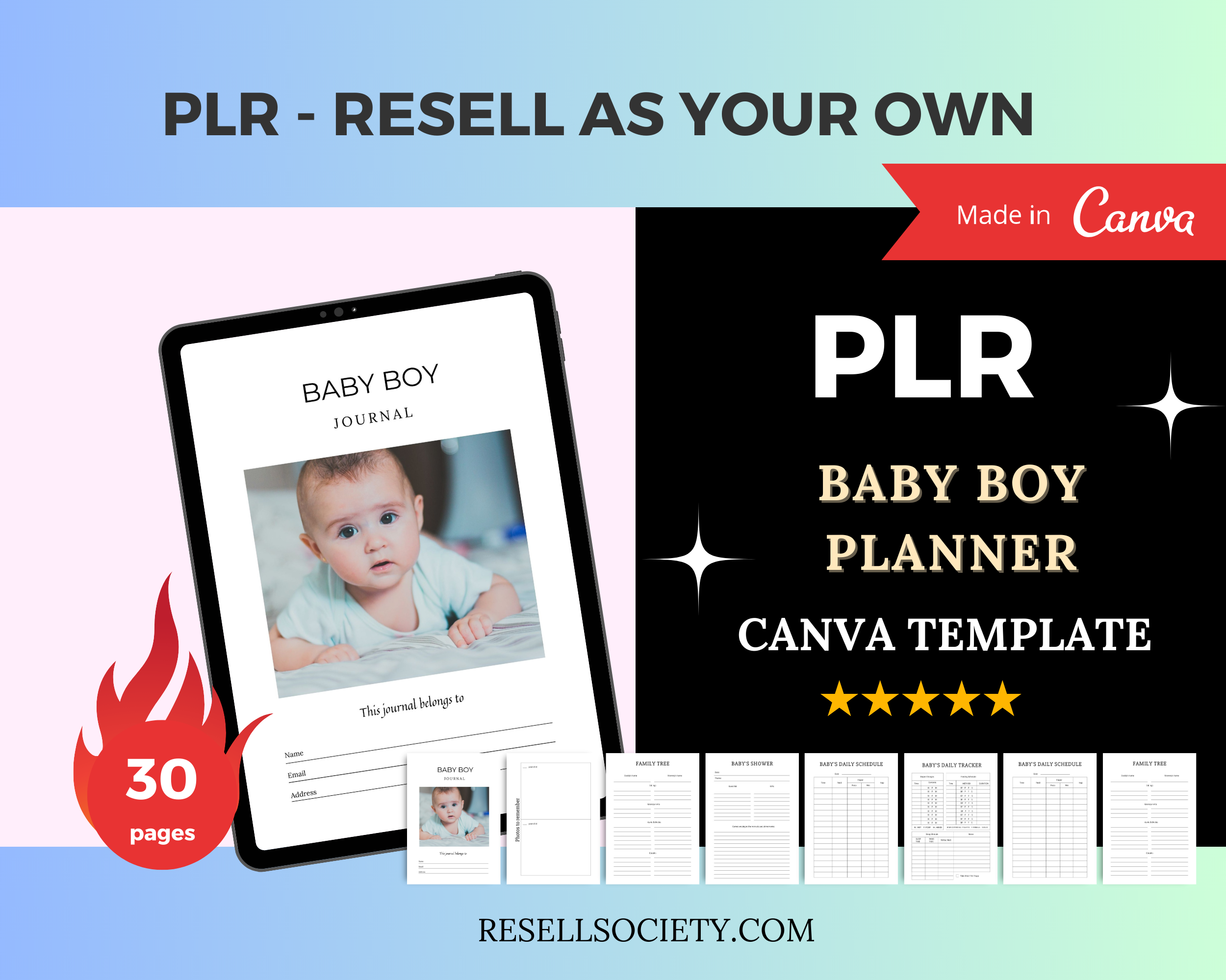 Editable Baby Boy Planner Templates in Canva | Commercial Use