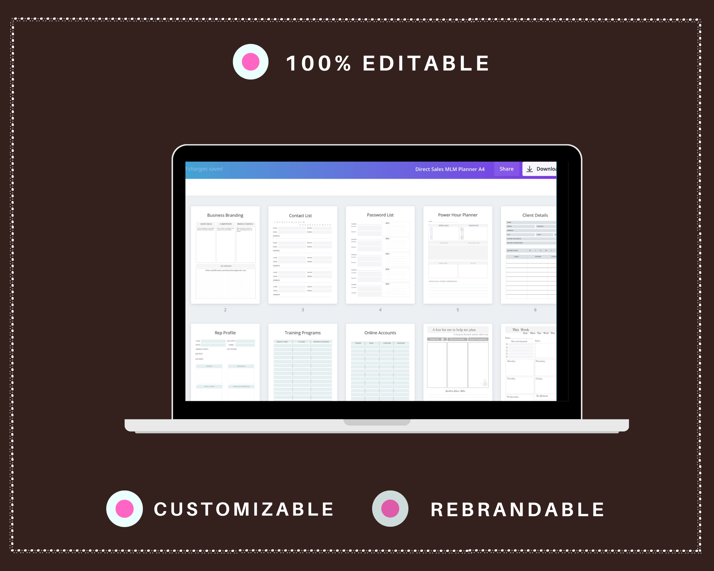 Editable Bakery Planner Templates in Canva | Commercial Use