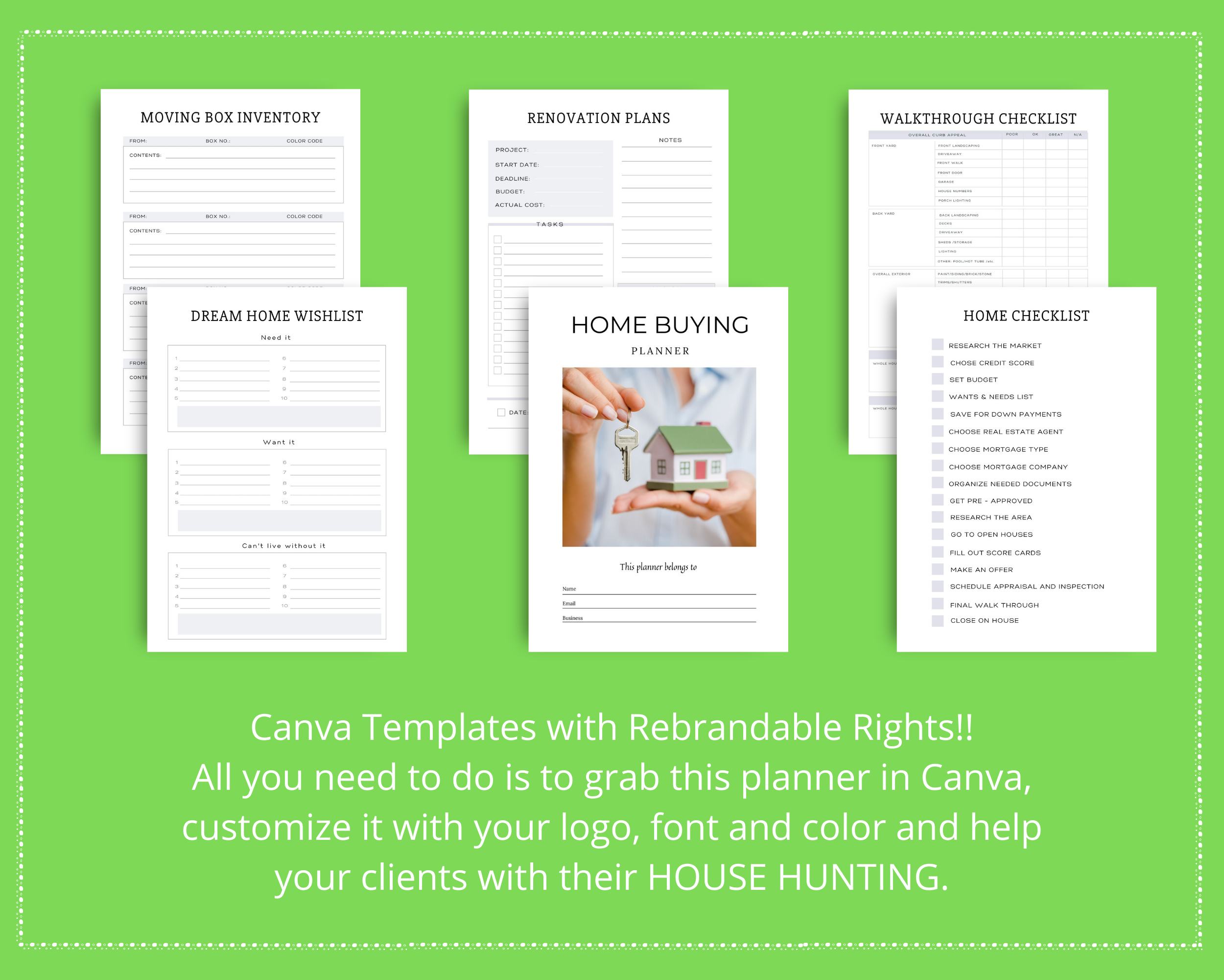 Editable Home Buying Planner in Canva | Commercial Use