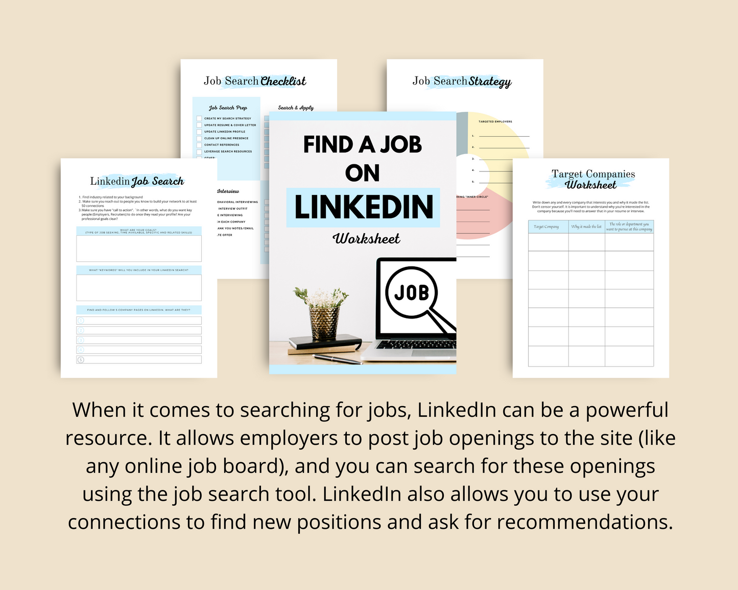 Find a Job on Linkedin Worksheet | Job Search Planner