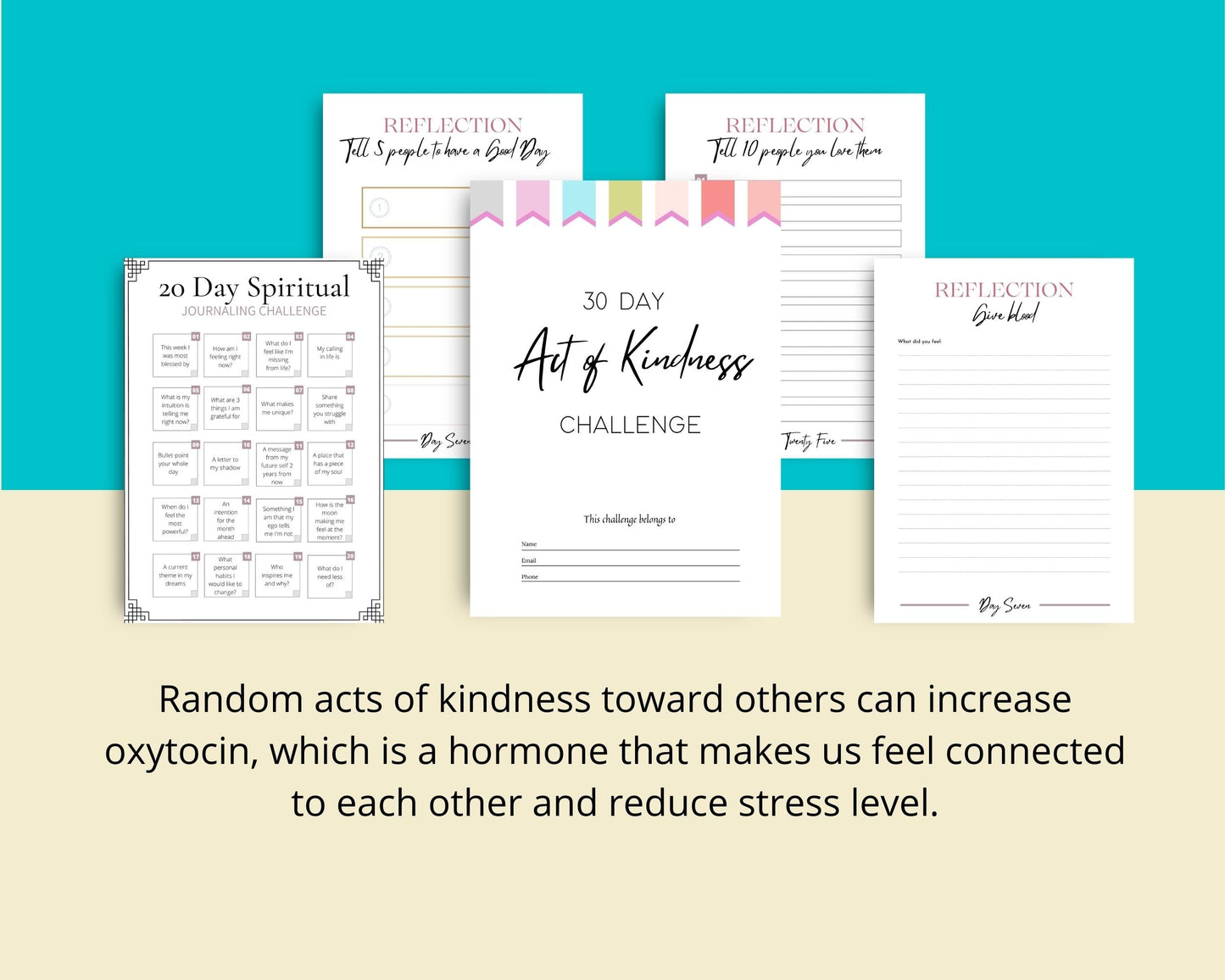 30 Day Act of Kindness Challenge | Editable Canva Template A4 Size