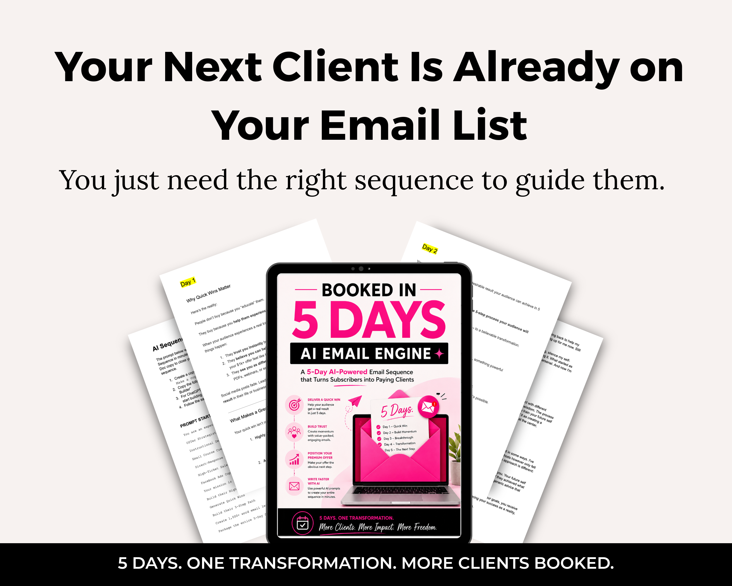 Booked in 5 Days AI Client Booking Emails