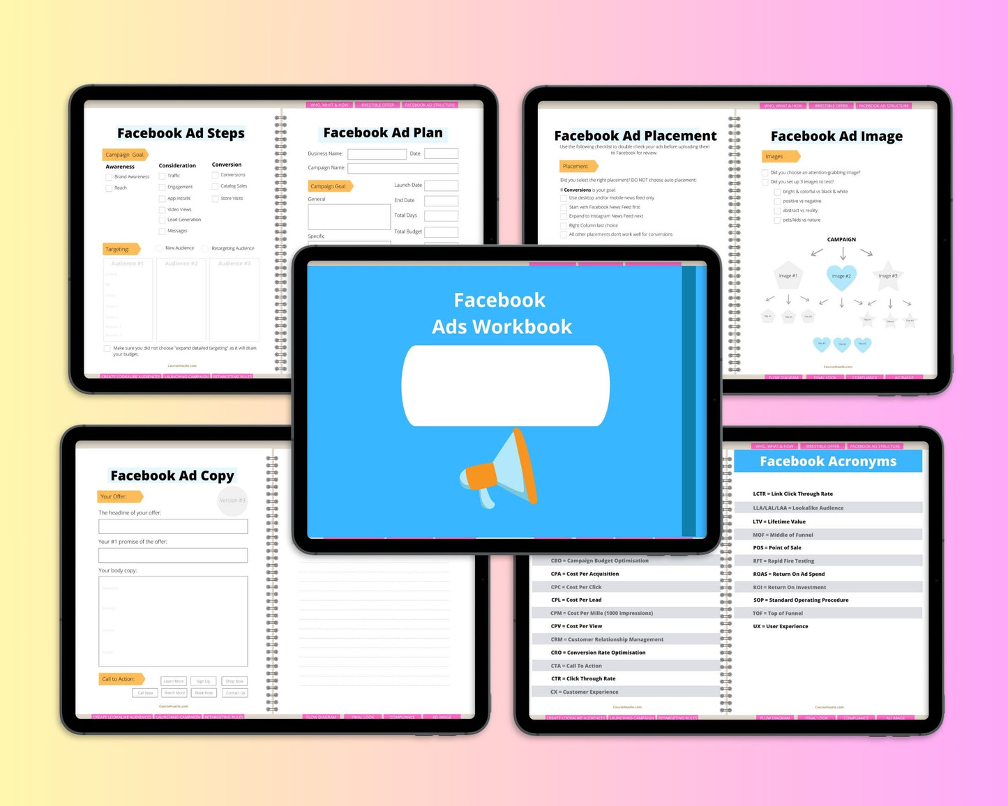 Facebook Ad Digital Workbook | Hyperlinked PDF | Suitable with Goodness & Notability