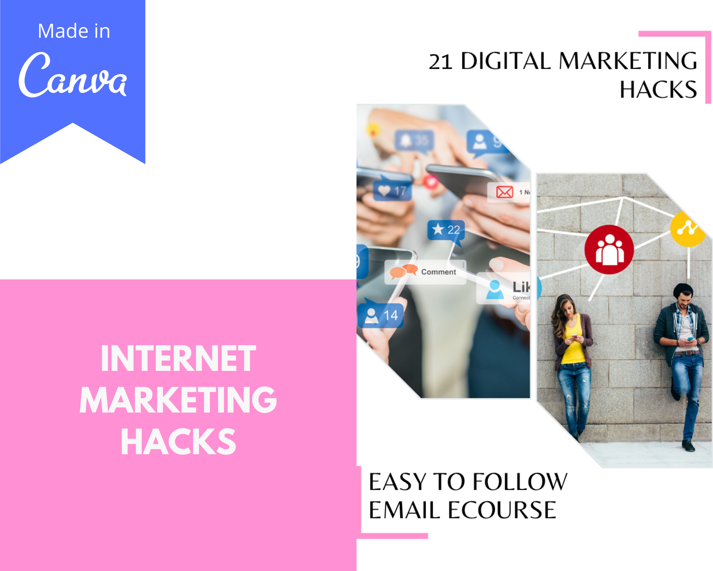 Editable 21 Digital Marketing Hacks Emails | Rebrandable Done-for-You eCourse