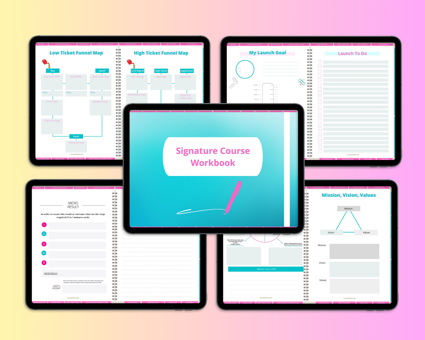 Signature Course Digital Workbook | Online Course Planner | Hyperlinked PDF | Suitable with Goodnotes & Notability