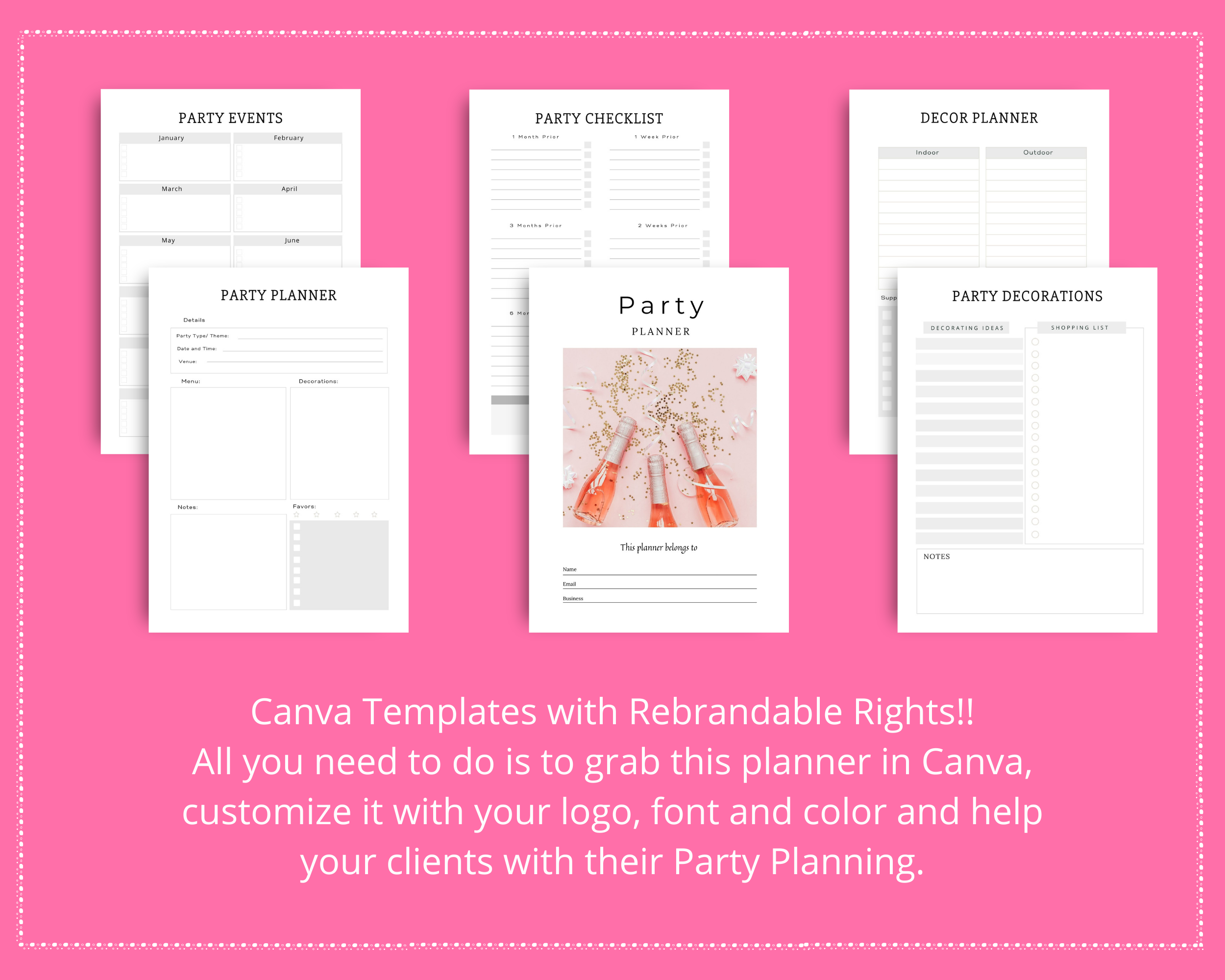 Editable Party Planner in Canva | Commercial Use