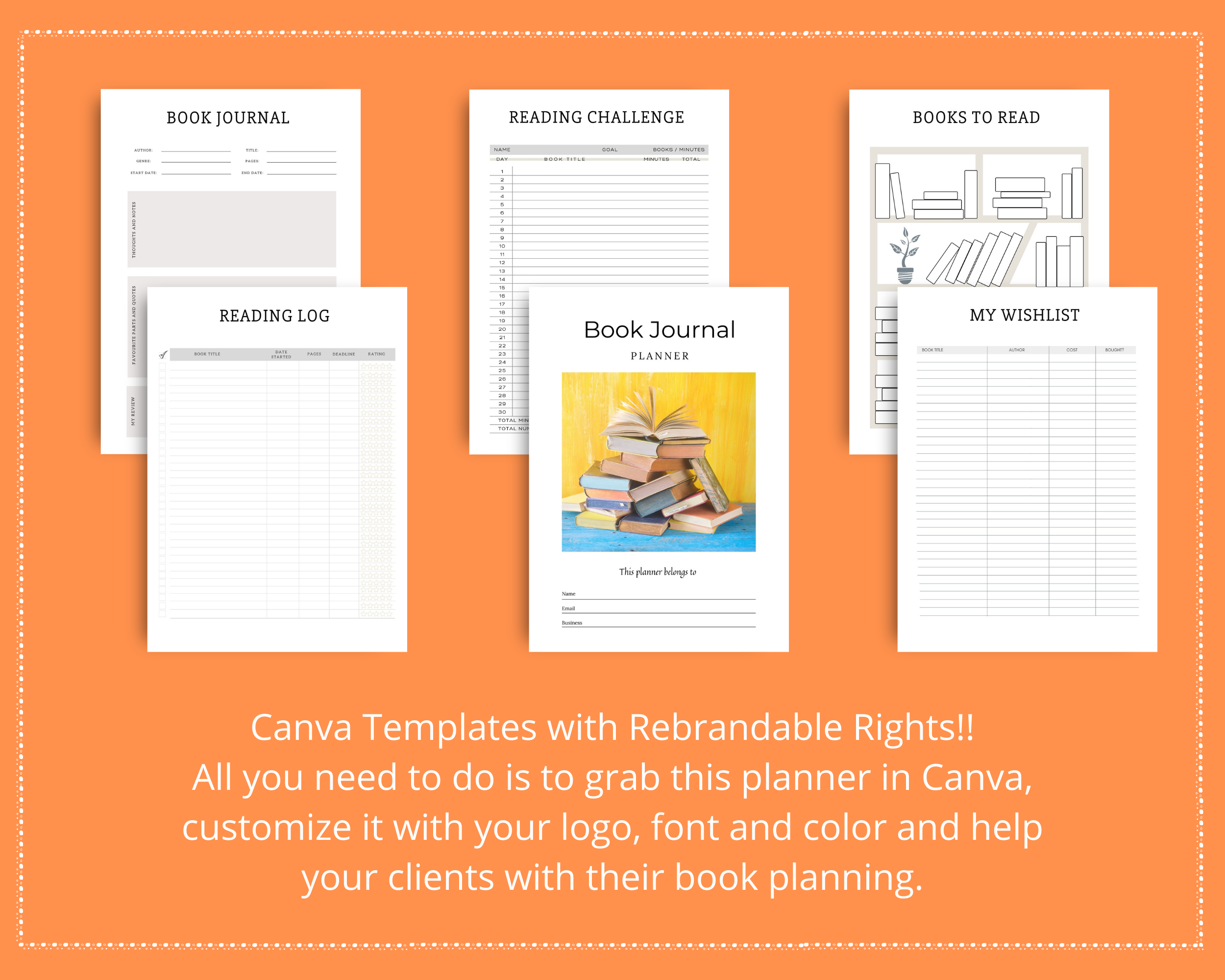 Editable Book Journal in Canva | Commercial Use