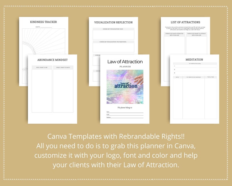 Editable Law of Attraction Planner in Canva | Commercial Use