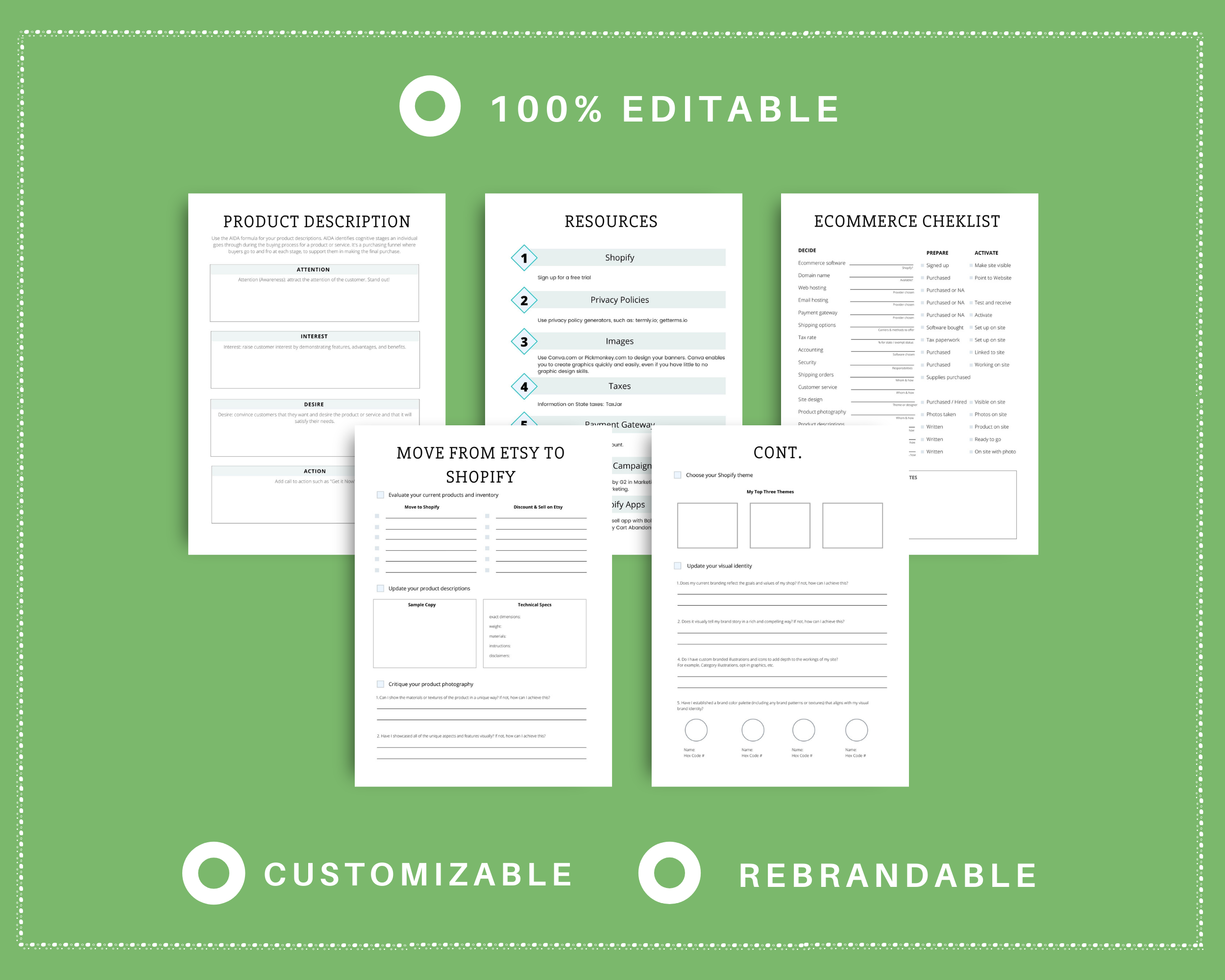 Editable Shopify Store Planner in Canva | Commercial Use