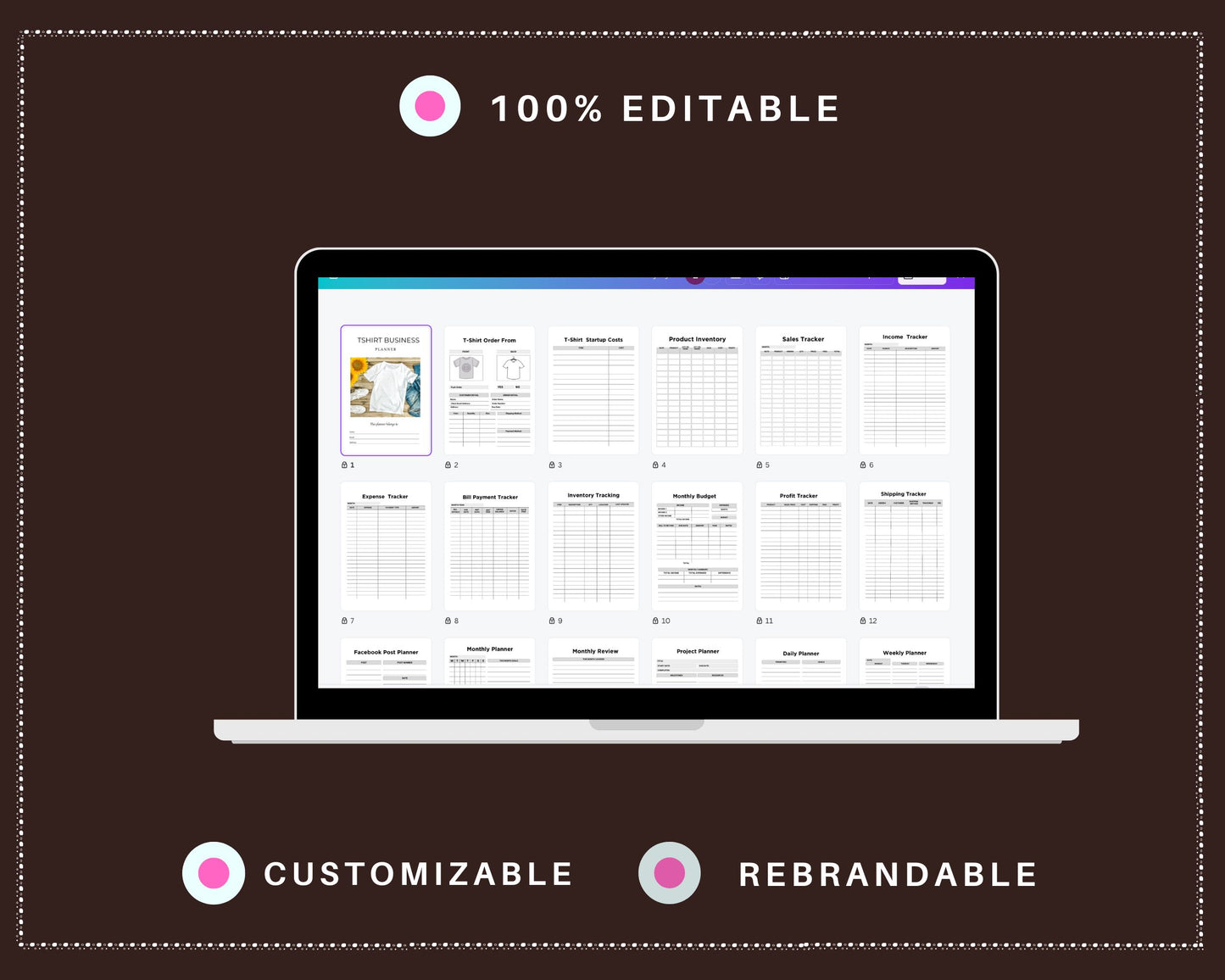 Editable Tshirt Business Planner in Canva | Commercial Use