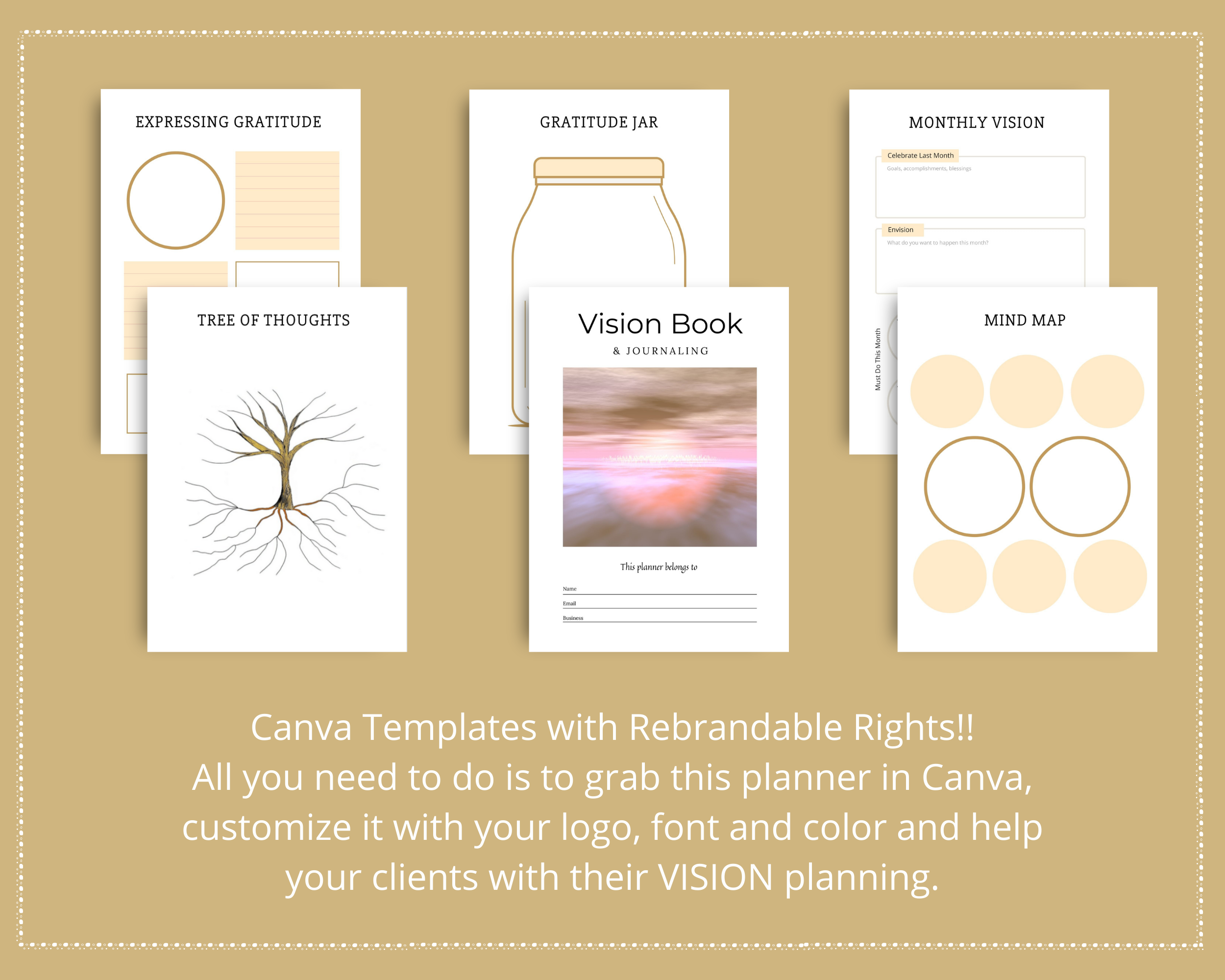 Editable Vision Book Template in Canva | Commercial Use