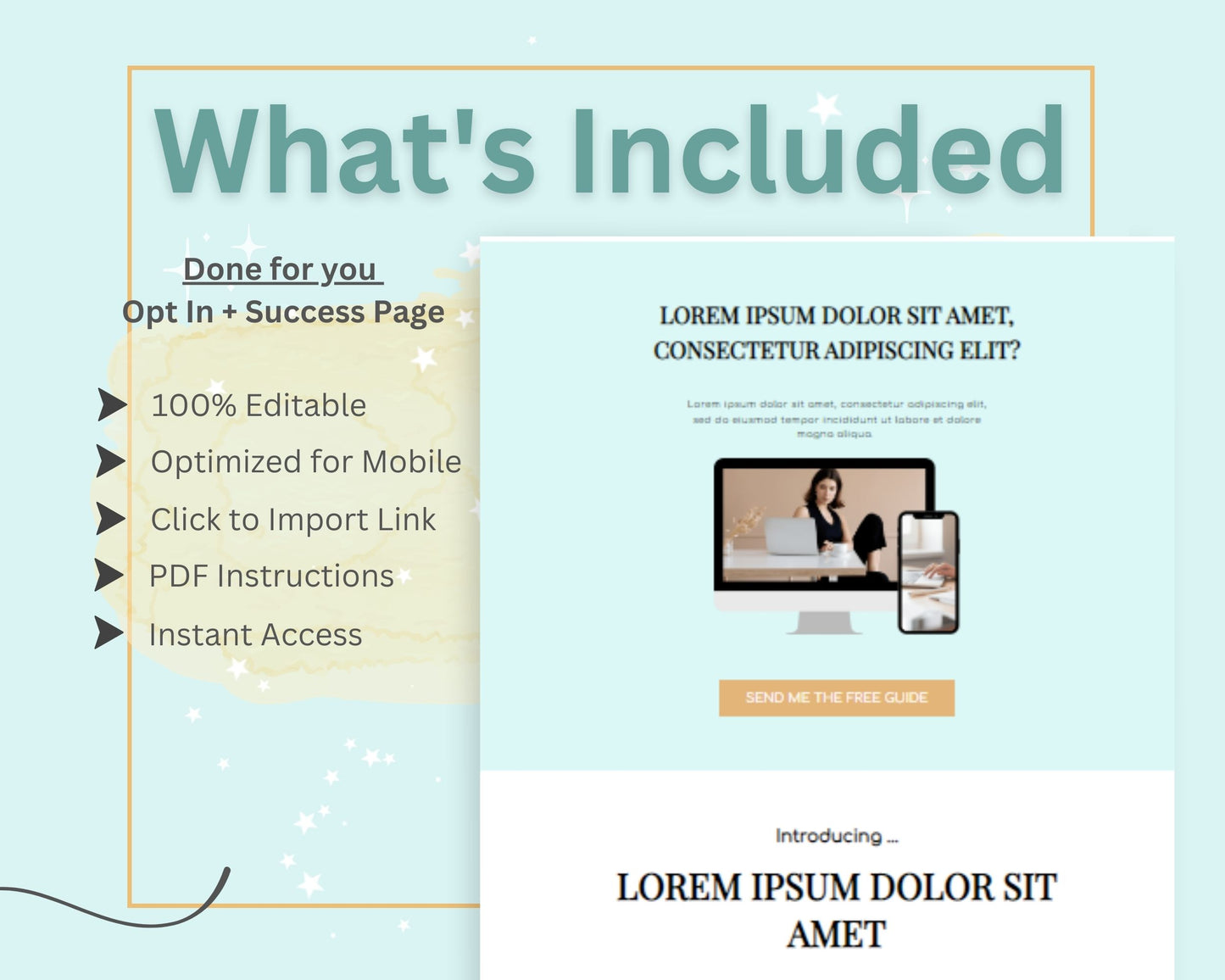 Turquoise ThriveCart Opt-In Page Template
