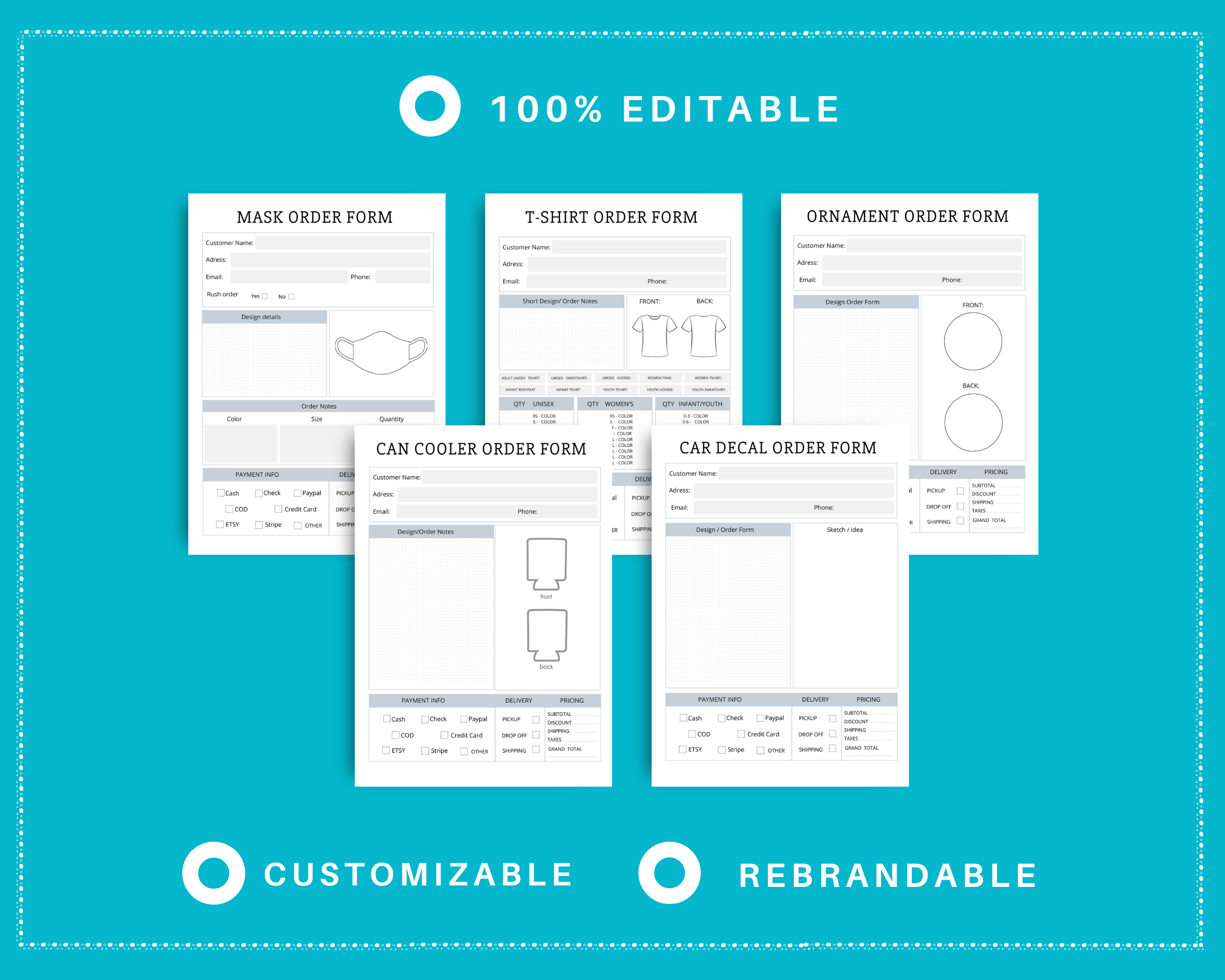 Editable Order Form Templates in Canva | Commercial Use