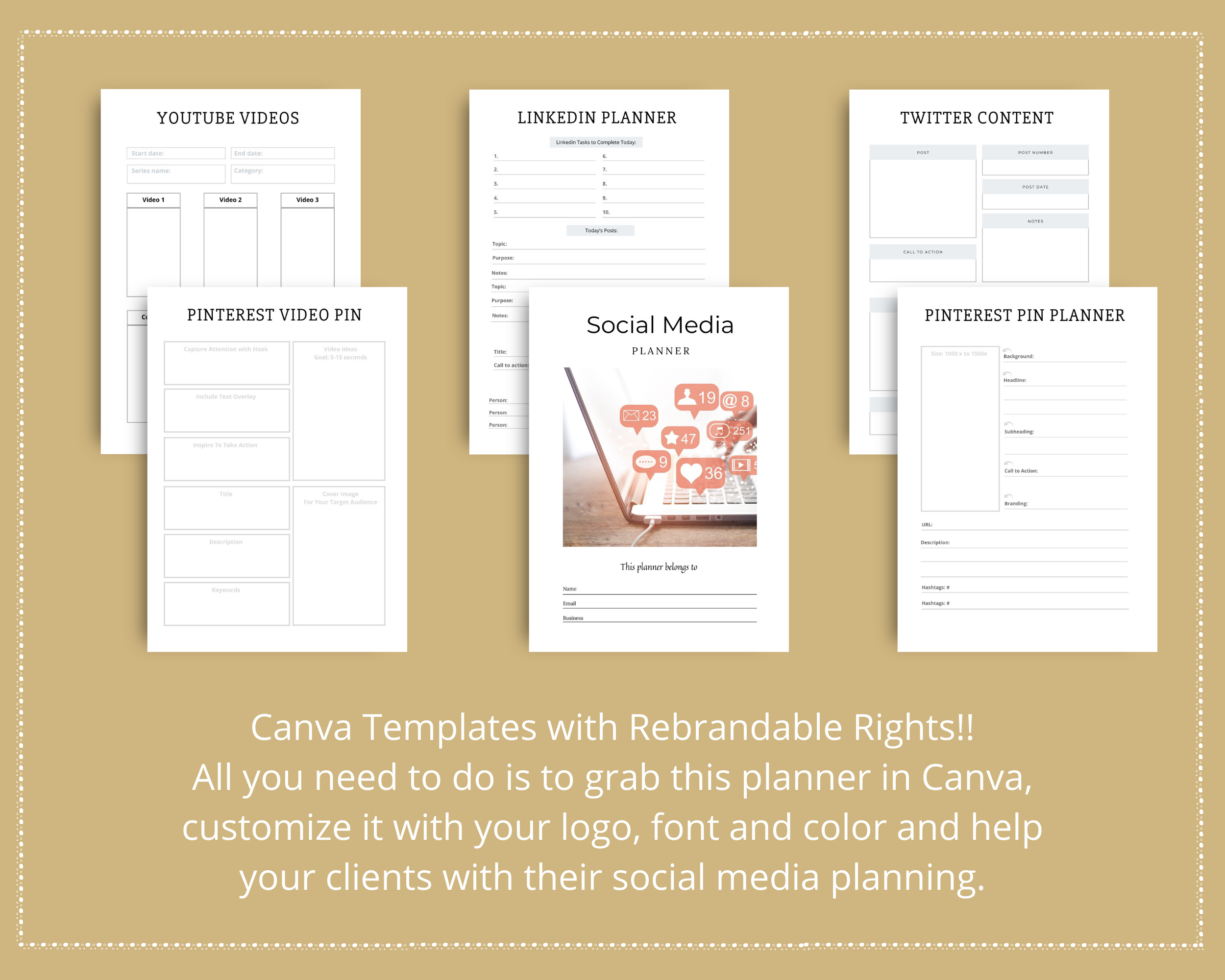 Editable Social Media Planner Templates in Canva | Commercial Use