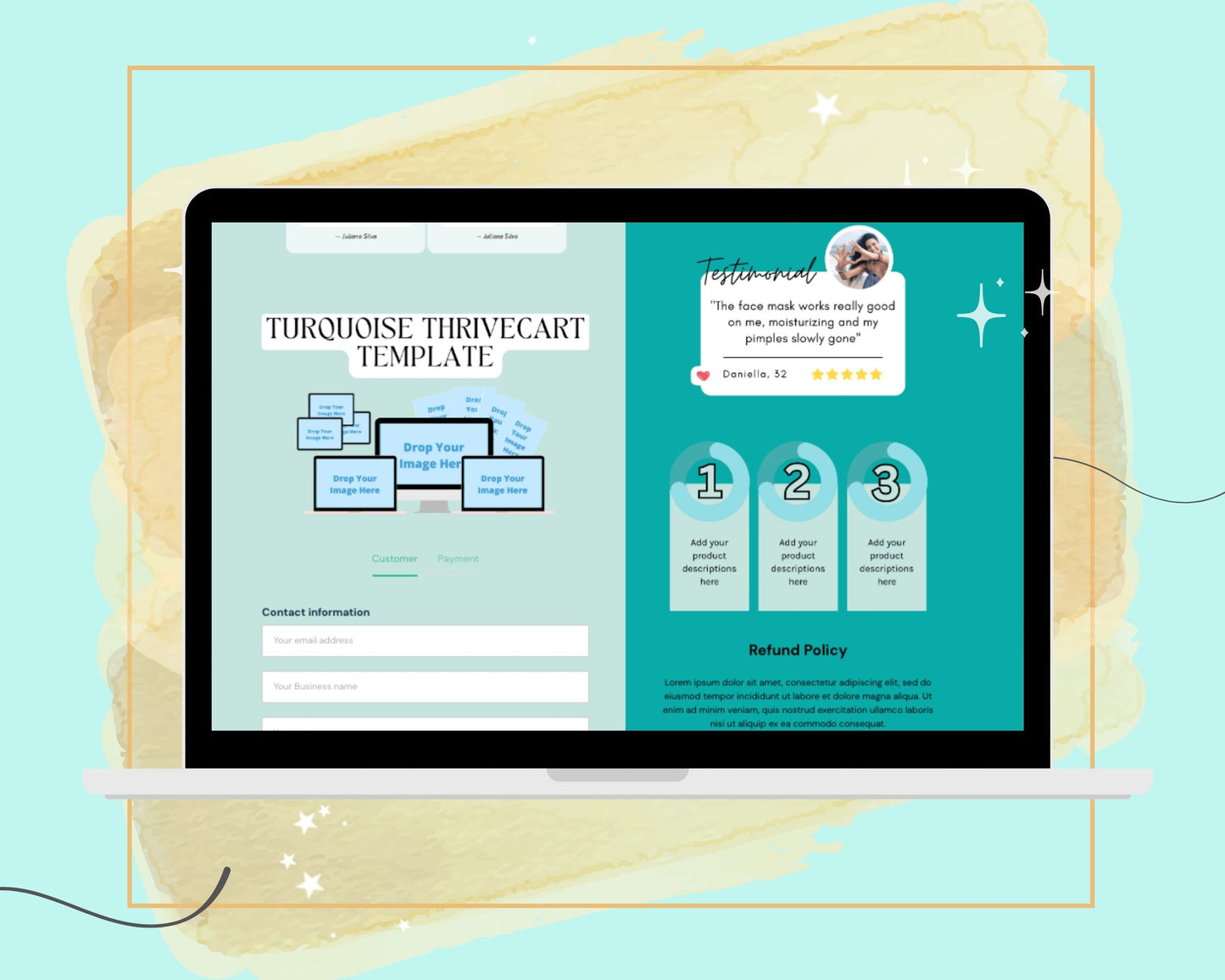 Turquoise Checkout Page ThriveCart Template