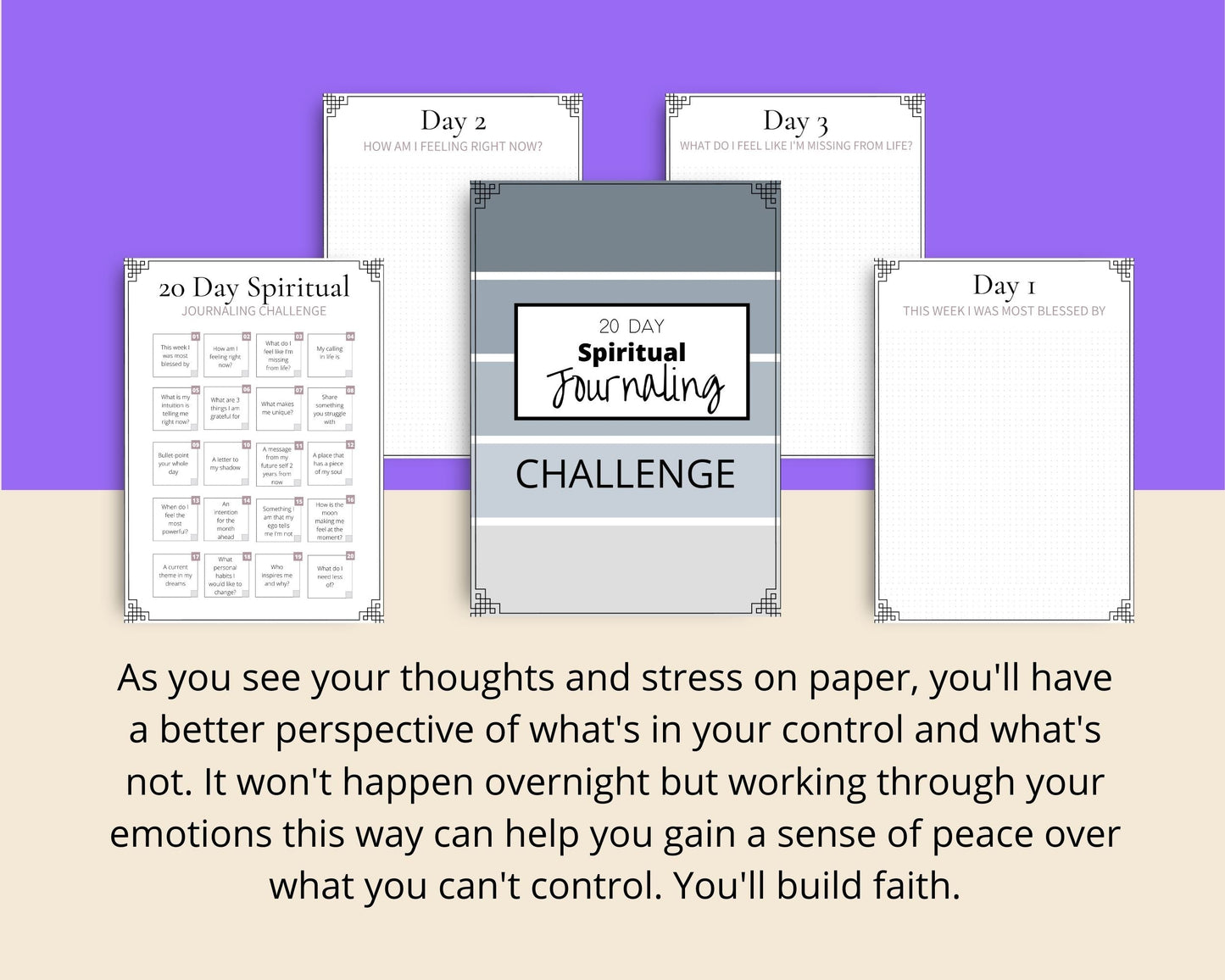 20 Day Spiritual Journaling | Editable Canva Template A4 Size