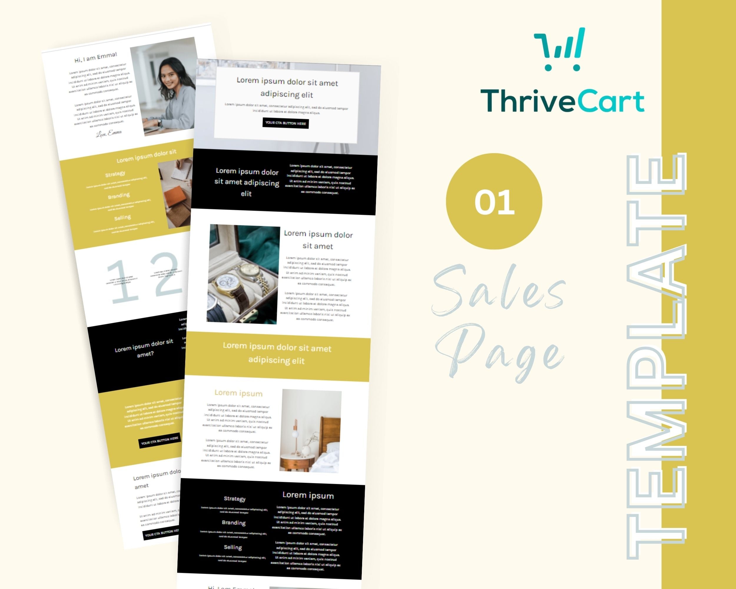 Black & Gold ThriveCart 4-Page Sales Funnel Template