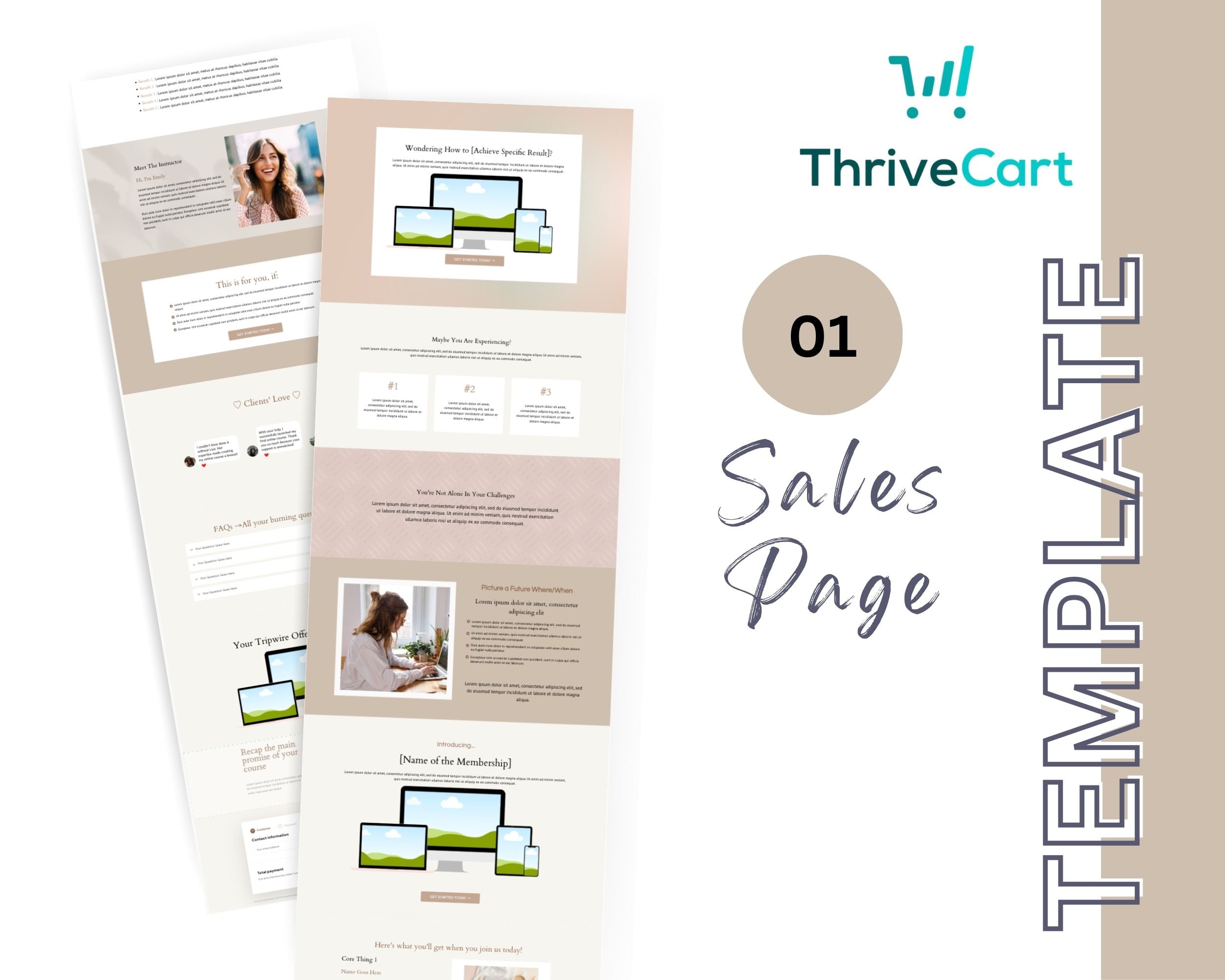 Boho Membership Enhanced ThriveCart 4-Page Sales Funnel