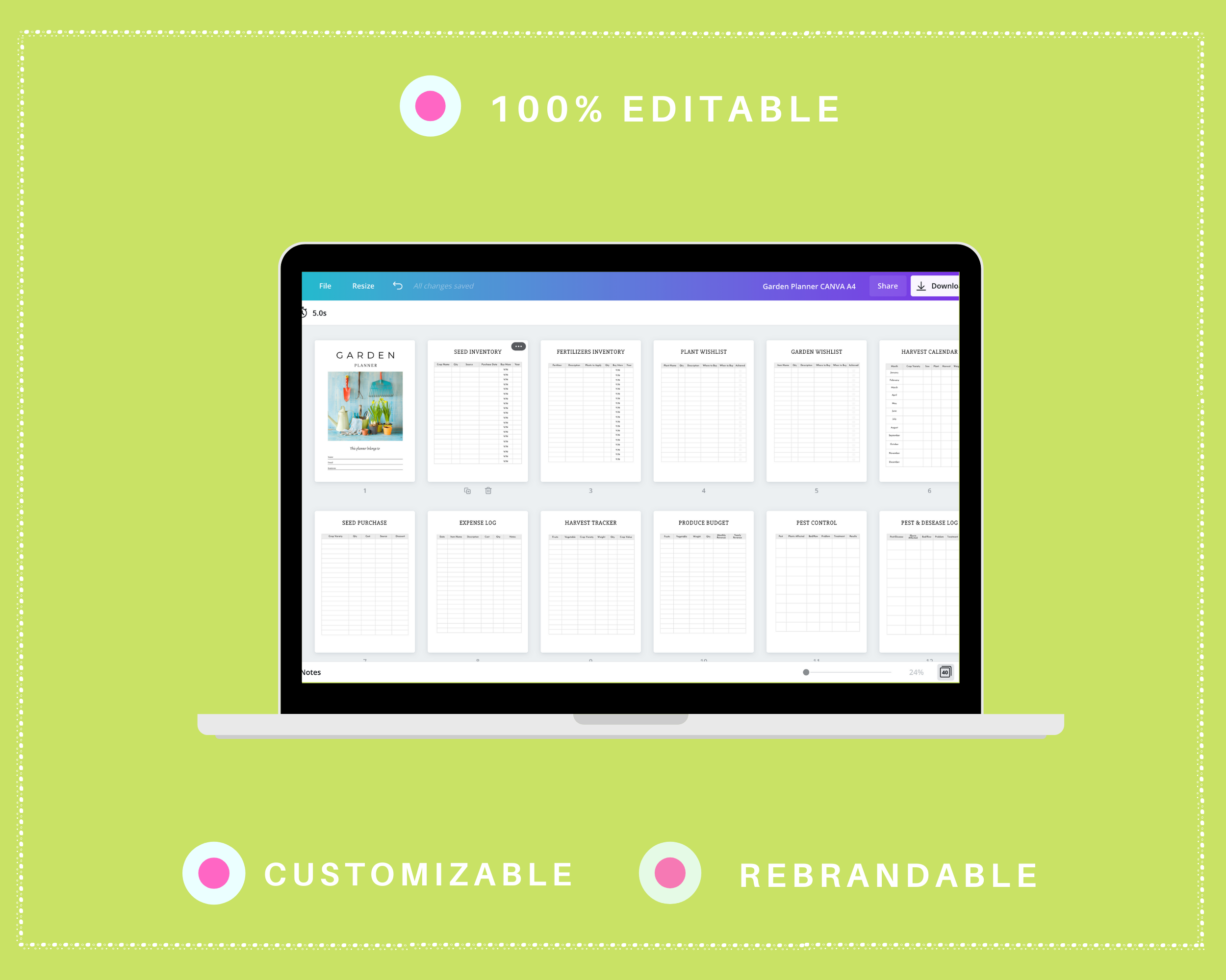 Editable Garden Planner in Canva | Commercial Use