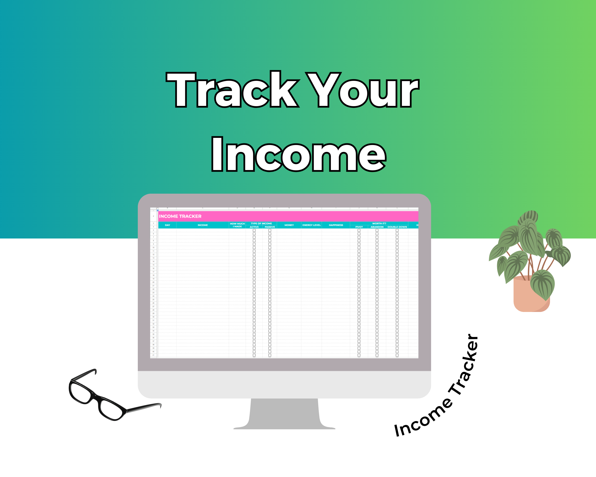 Side Hustle Income Planner Google Spreadsheet | Simple Side Hustle Income Google Sheets