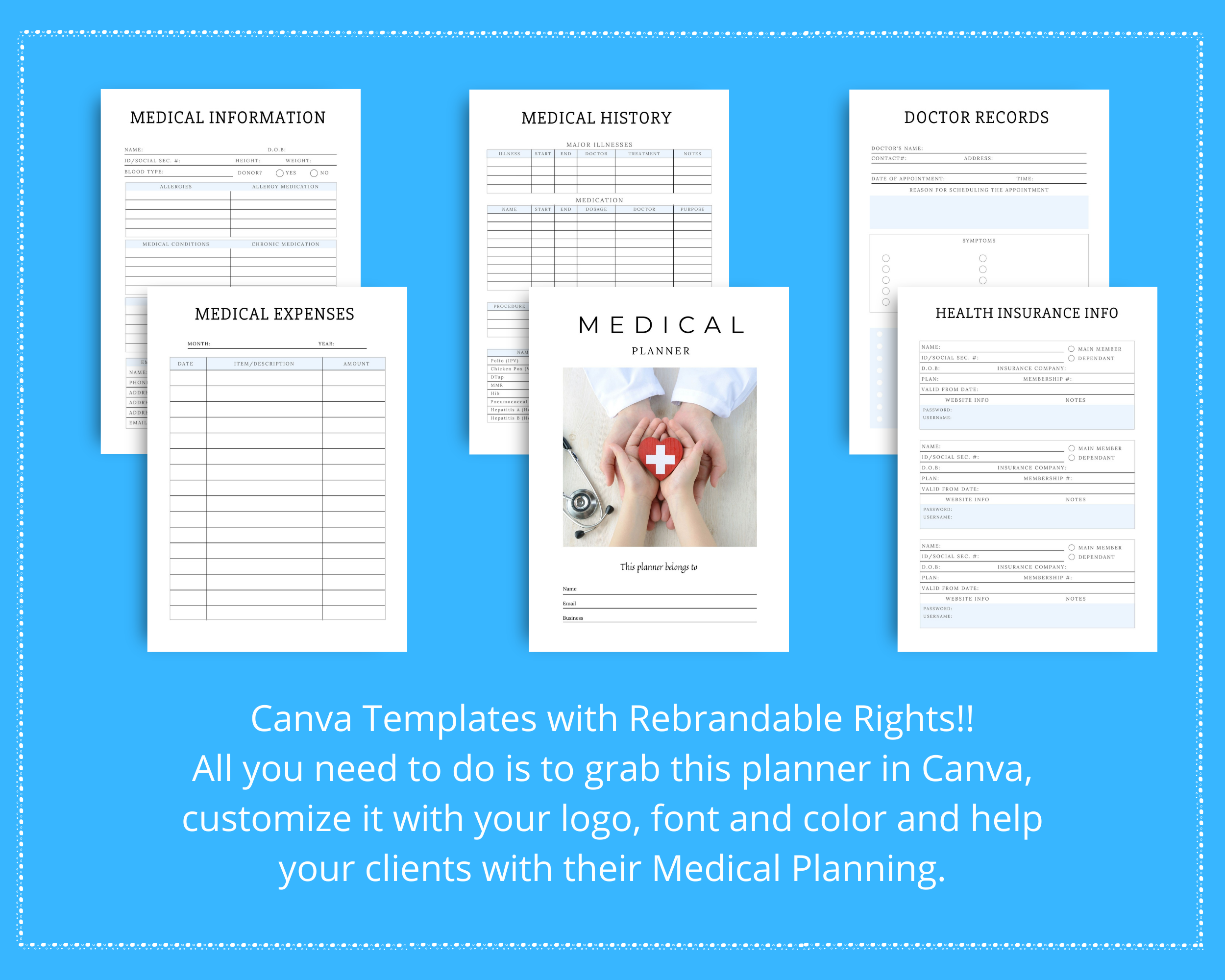 Editable Medical Planner in Canva | Commercial Use