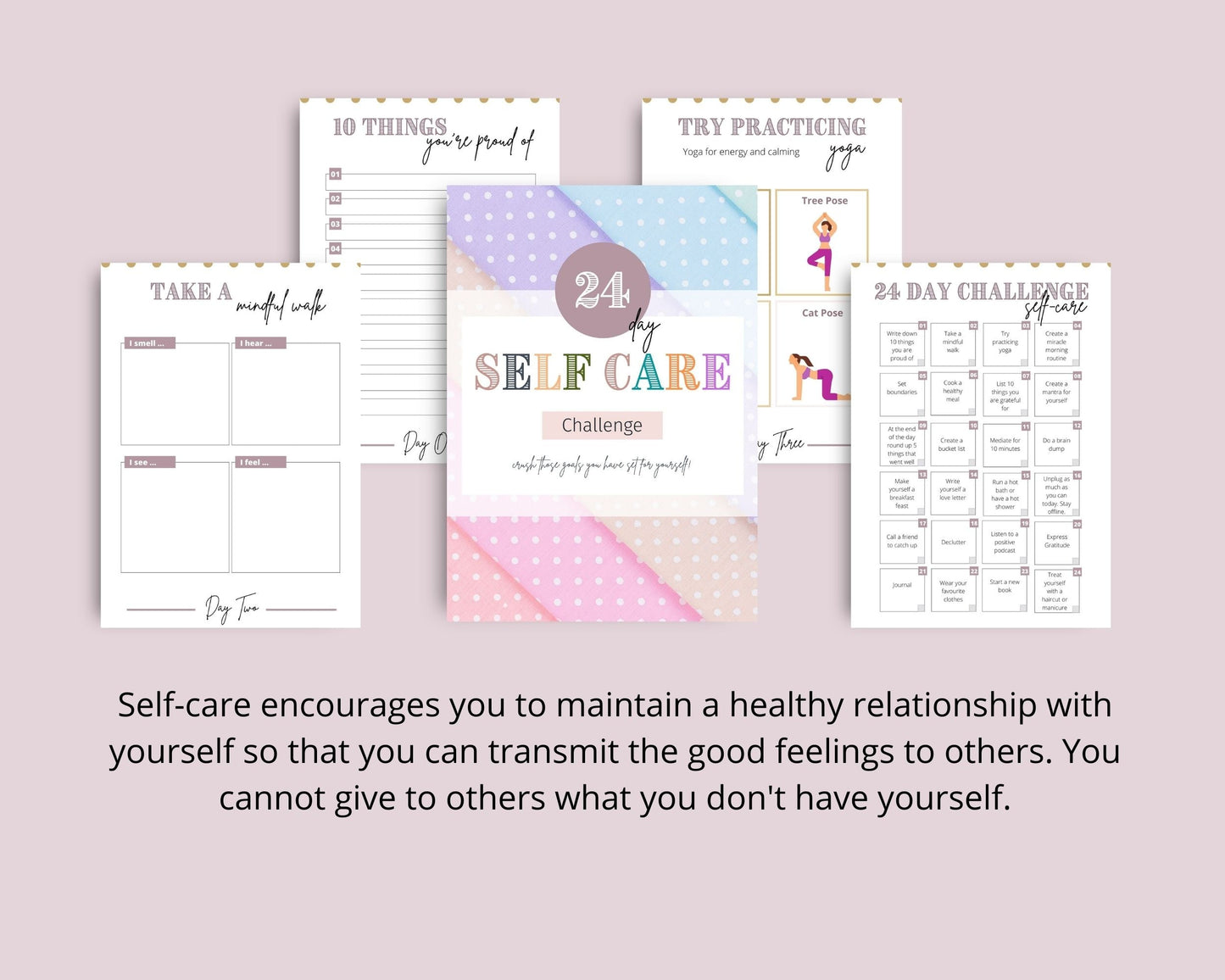 24 Days Self Care Challenge | Editable Canva Template A4 Size