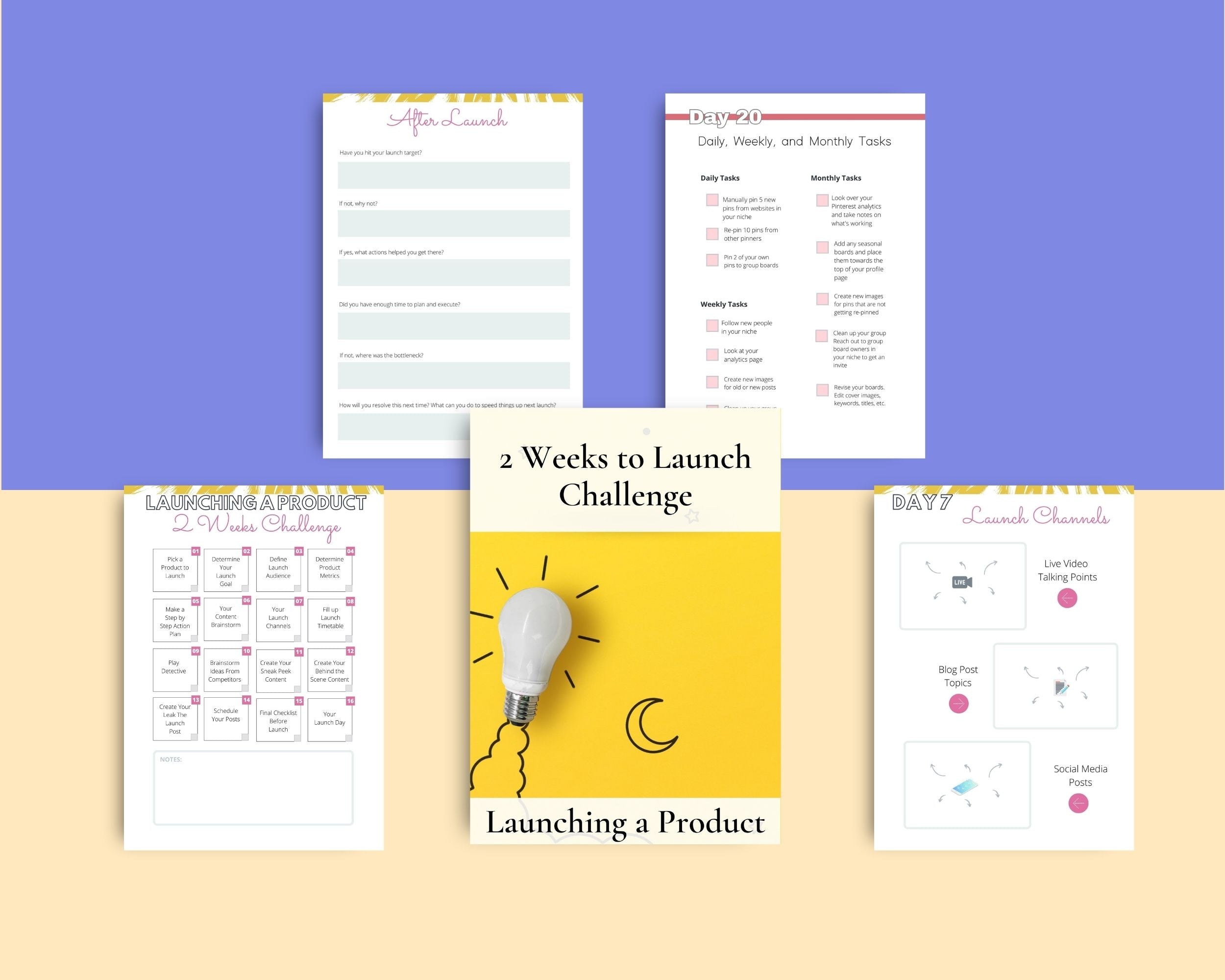 2 Weeks Launch a Product Challenge | Editable Canva Template A4 Size