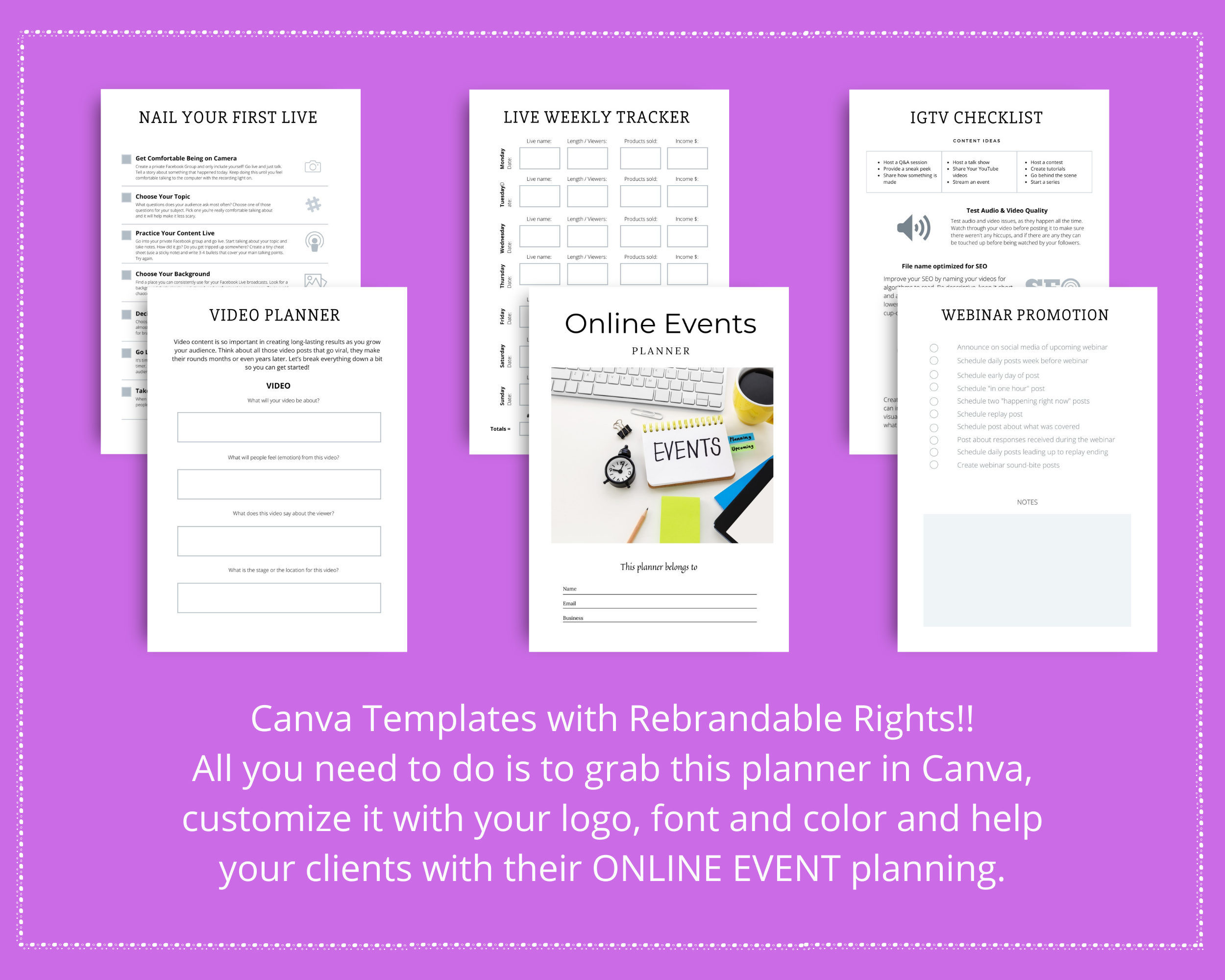 Editable Online Event Planner in Canva | Commercial Use