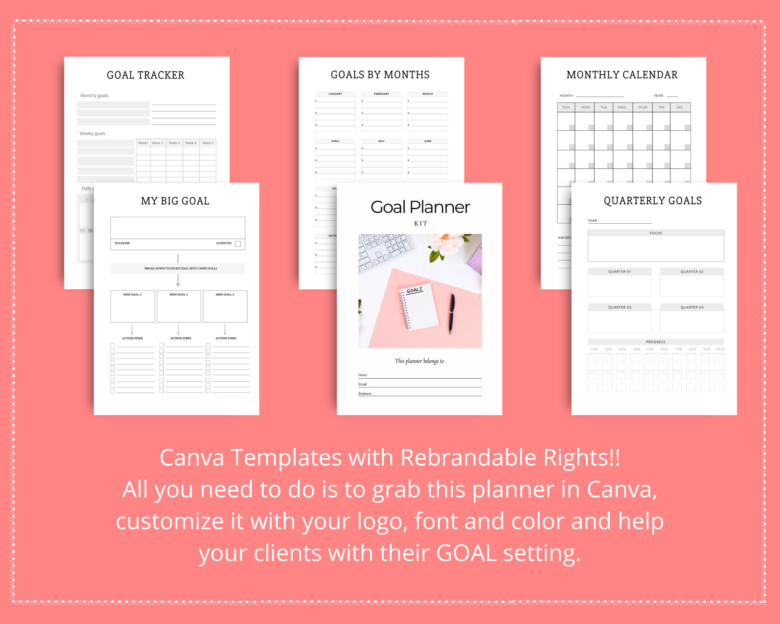 Editable Goal Planner in Canva | Commercial Use